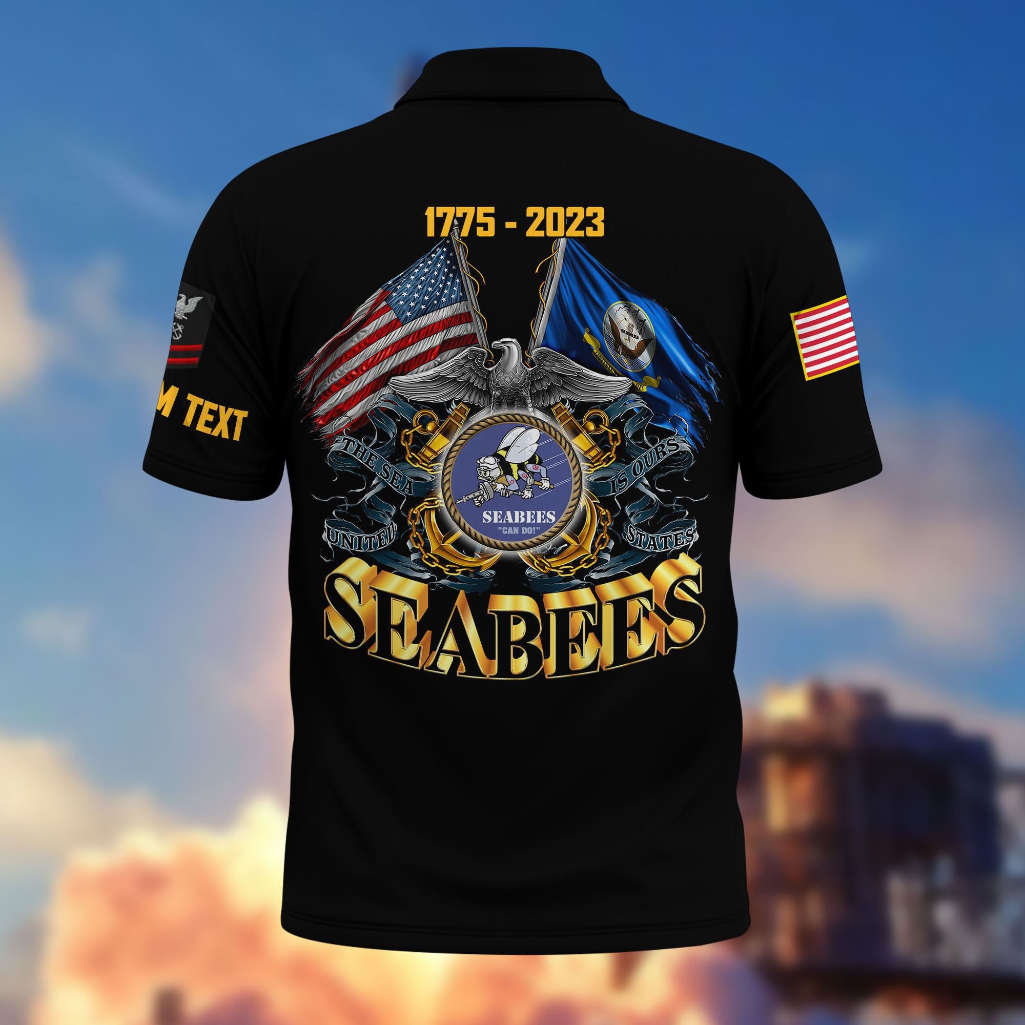 Unique Custom Name, Rank, Year, US Seabees Polo Shirt VPVC215109, Gifts For Seabees Veteran, Best Gifts On Father's Day, Independence Day, Veterans Day.
