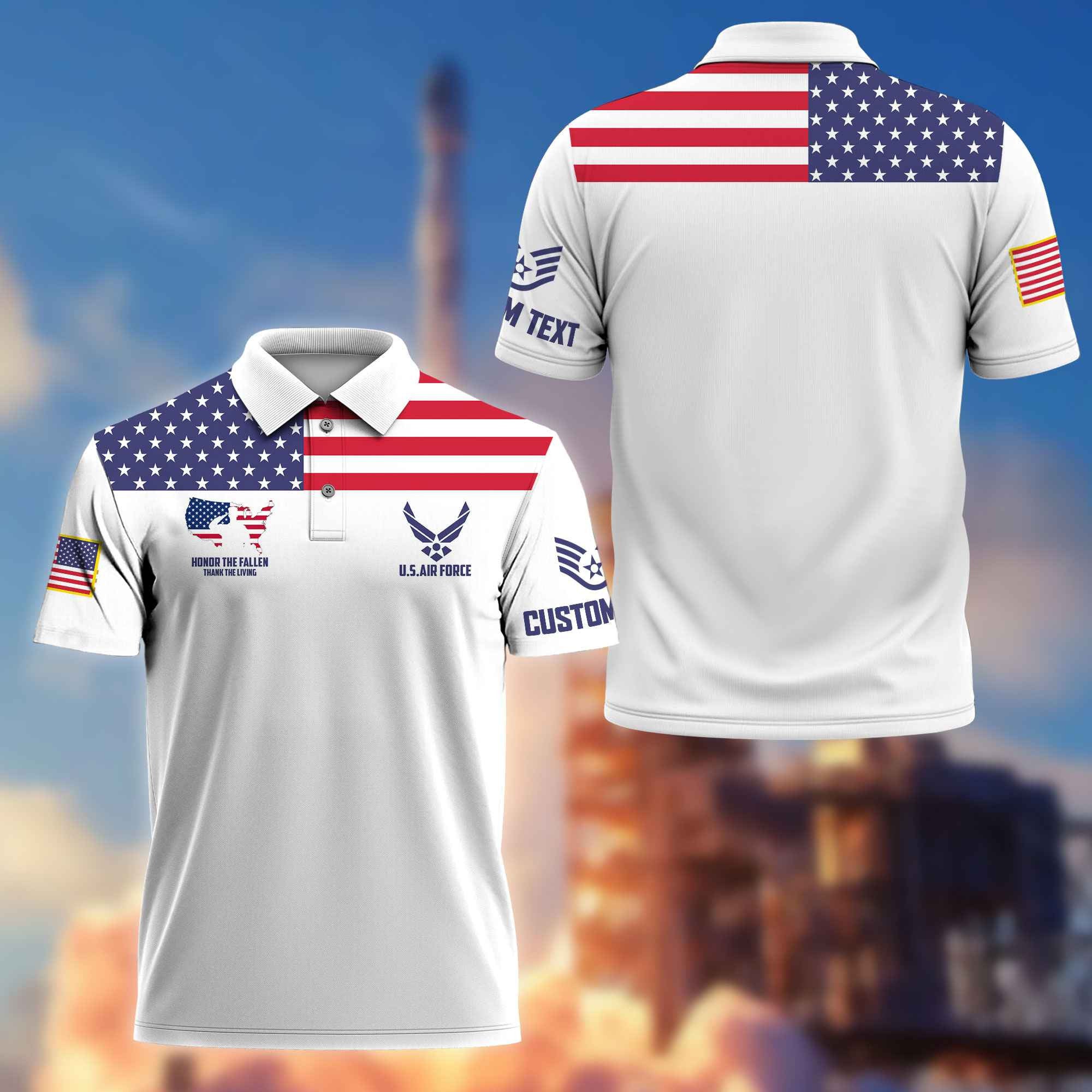 USAF Custom Polo Shirt VPVC215604, Gifts For Air Force Veteran, Best Gifts On Father's Day, Armed Forces Day, Independence Day, Veterans Day.