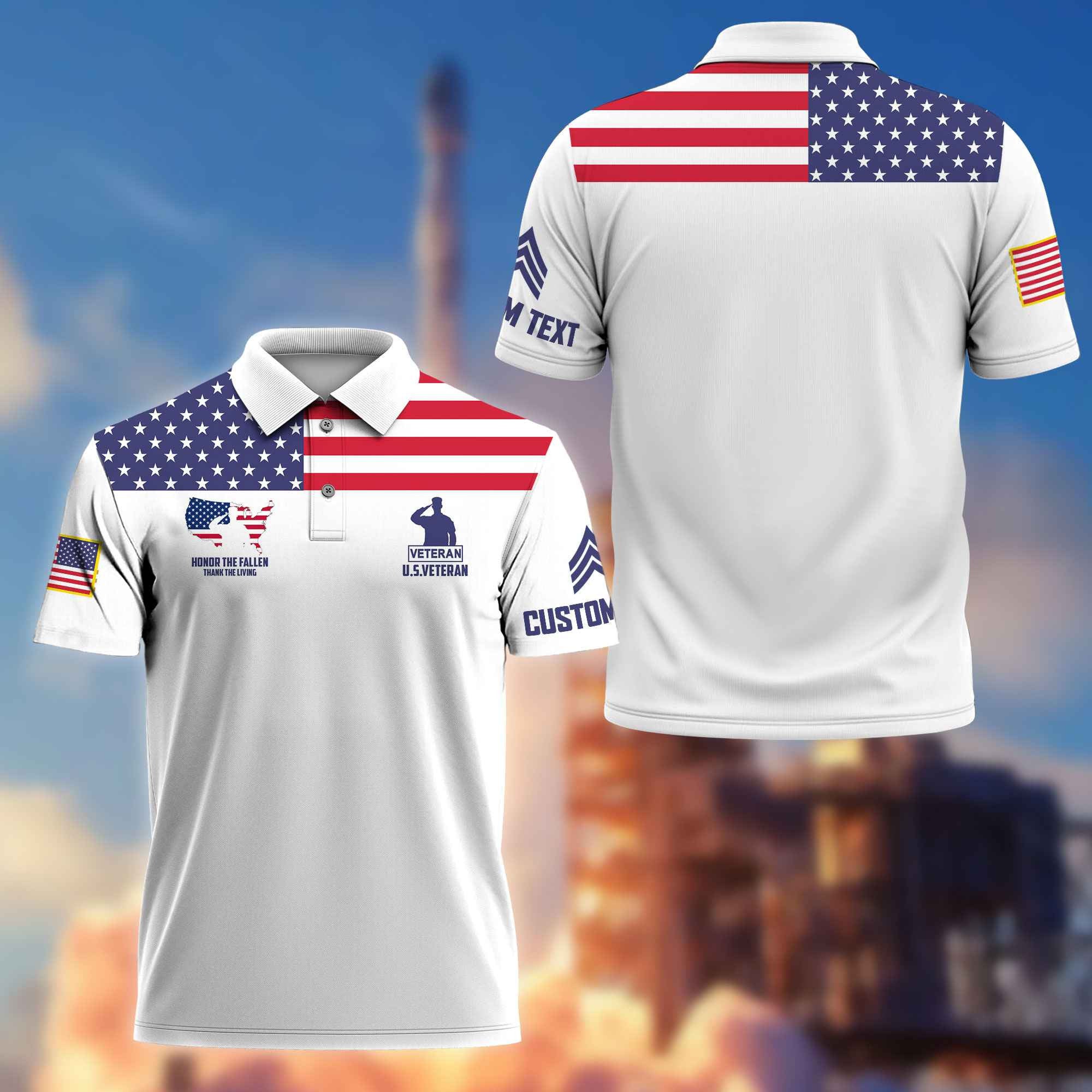 US Veteran Custom Polo Shirt VPVC215607, Gifts For US Veteran, Best Gifts On Father's Day, Armed Forces Day, Independence Day, Veterans Day.