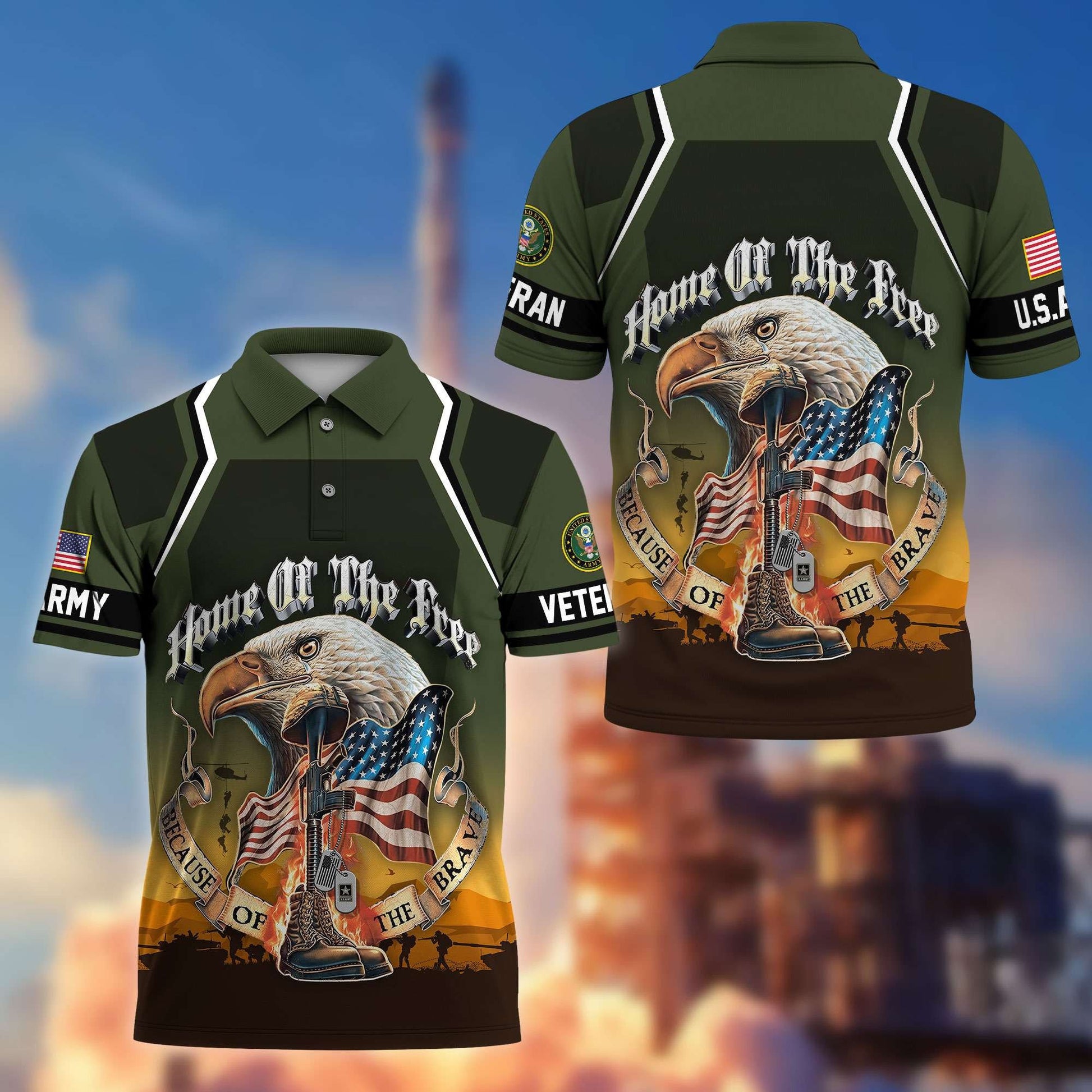 Premium US Veterans Polo Shirt BPHN040411, Gifts For US Veterans, Gifts On Memorial Day, Father's Day, Armed Forces Day, Veterans Day.