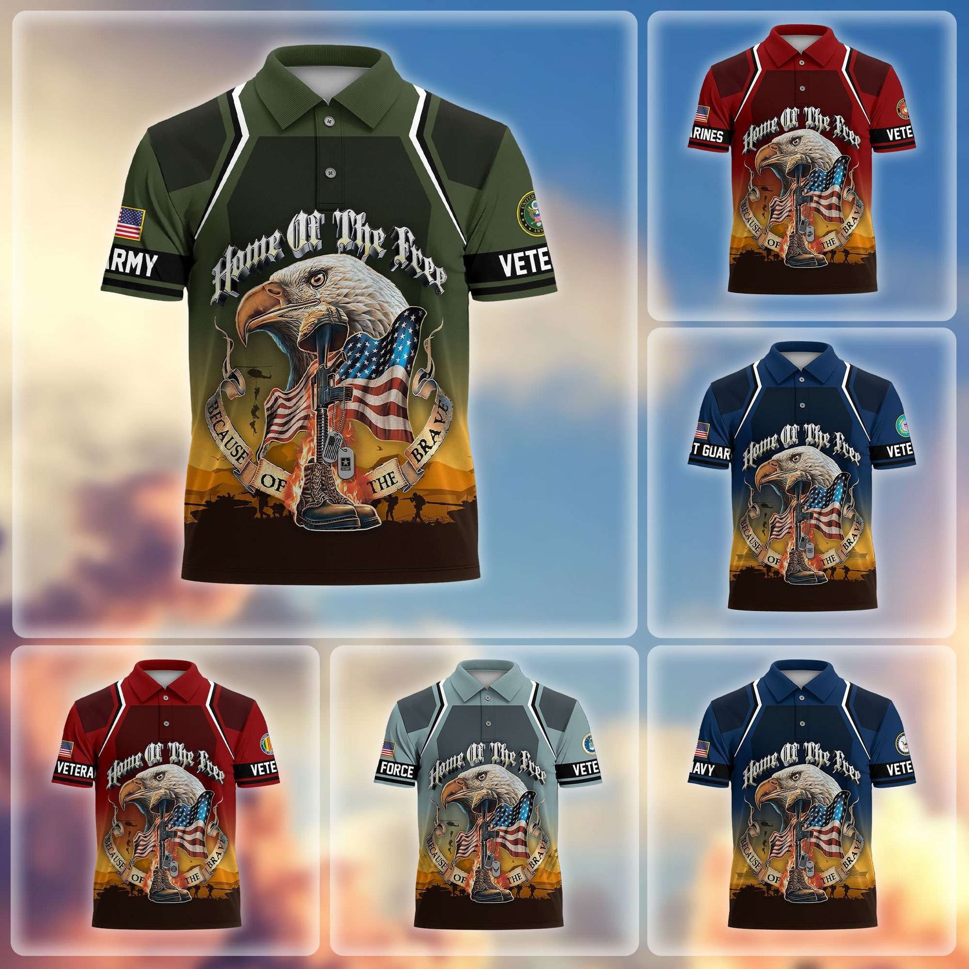 Premium US Veterans Polo Shirt BPHN040411, Gifts For US Veterans, Gifts On Memorial Day, Father's Day, Armed Forces Day, Veterans Day.