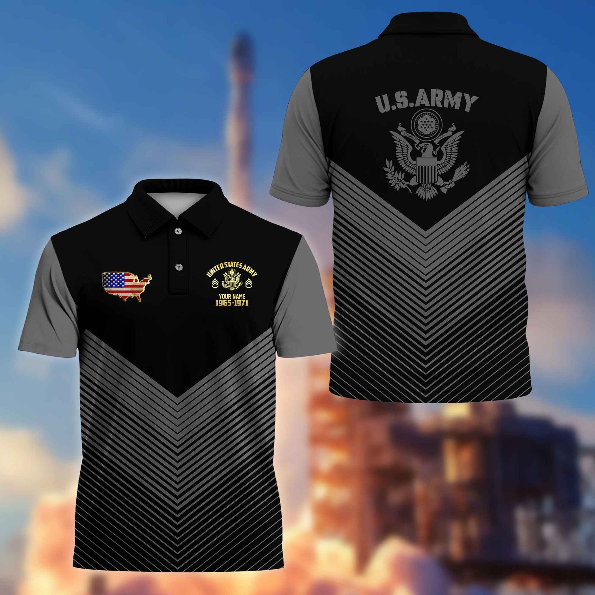 Premium US Army Polo Shirt VPVC215801, Custom Name, Rank, Year, Gifts For Army Veteran, Best Gifts On Father's Day, Armed Forces Day, Independence Day, Veterans Day.