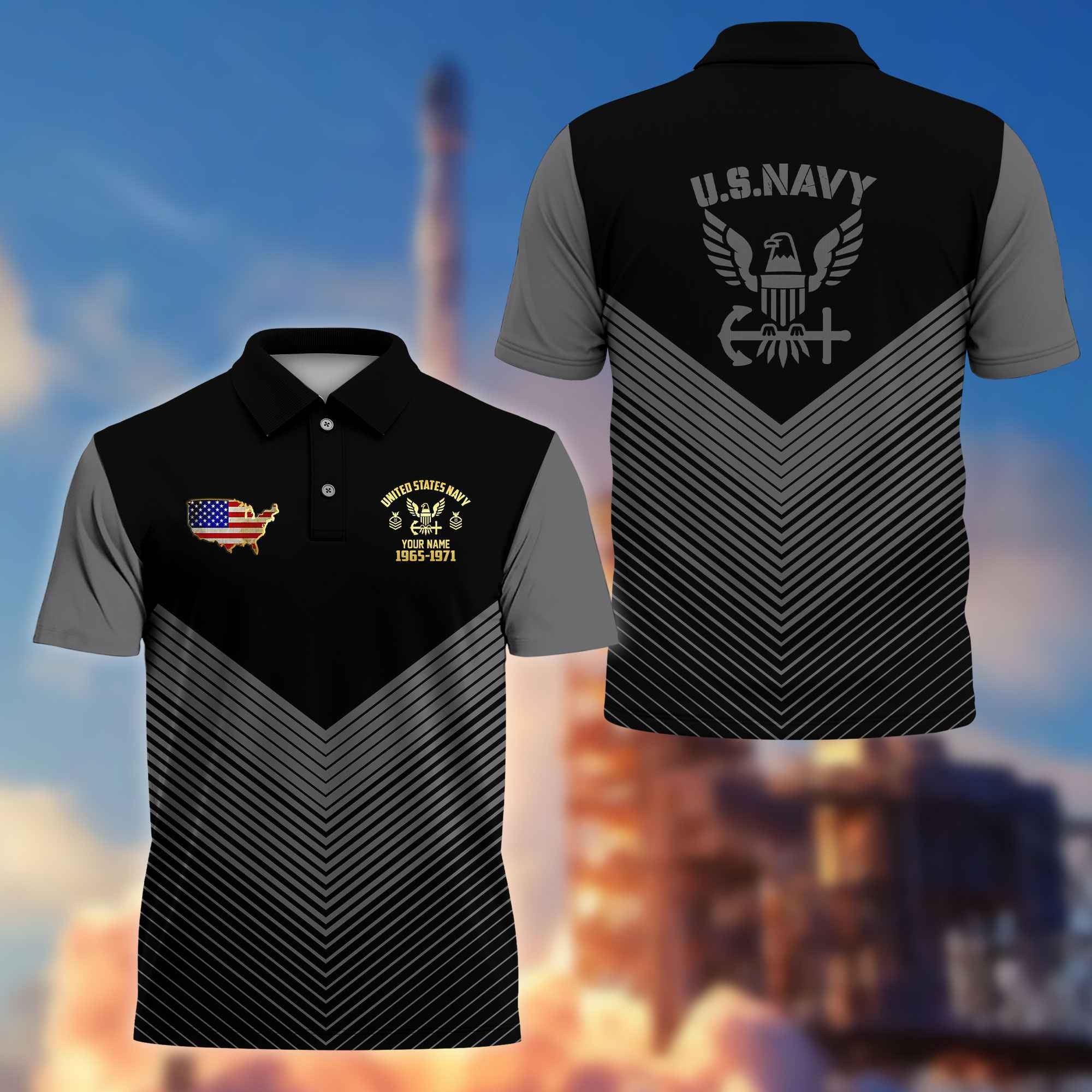 Premium US Navy Polo Shirt VPVC215802, Custom Name, Rank, Year, Gifts For Navy Veteran, Best Gifts On Father's Day, Armed Forces Day, Independence Day, Veterans Day.