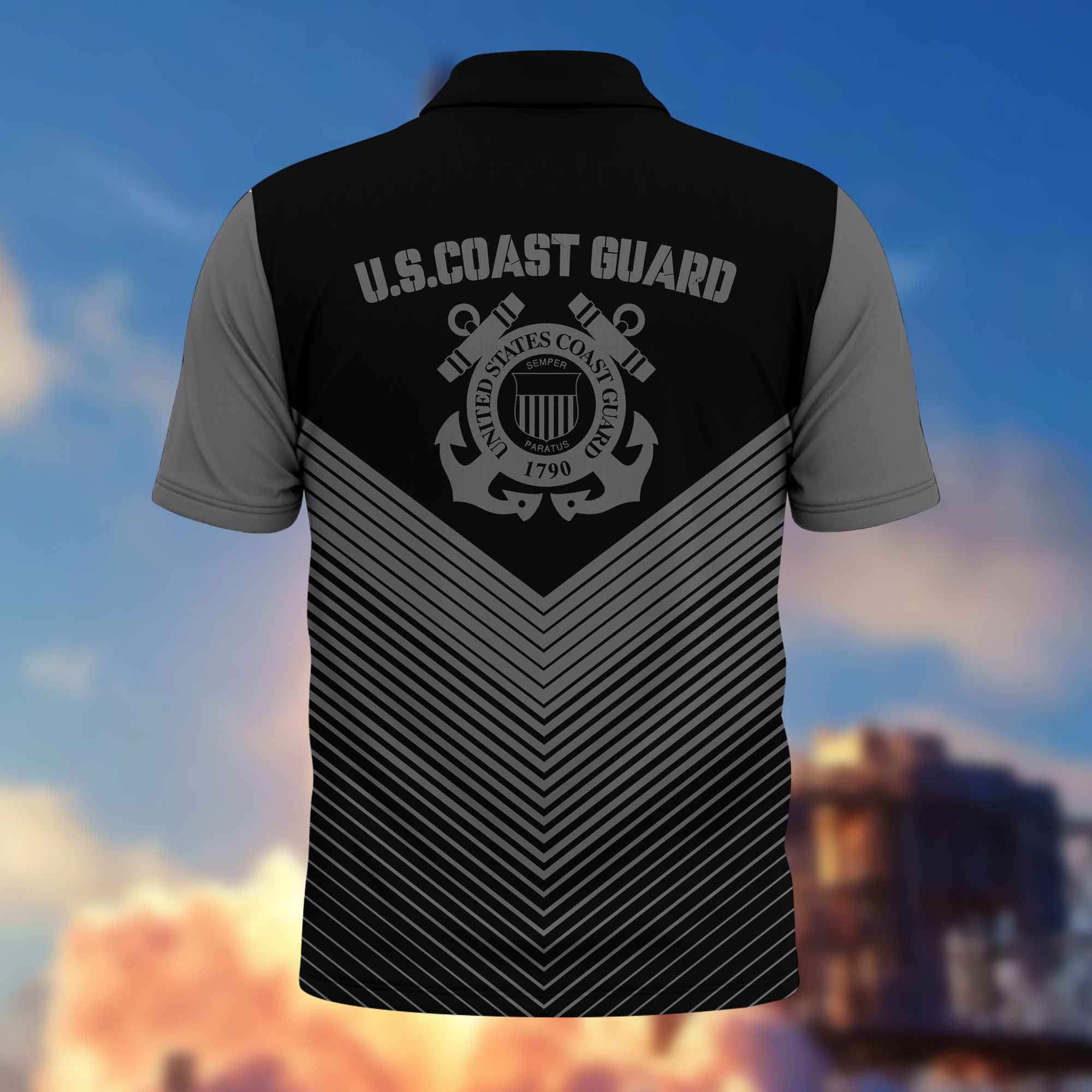 Premium USCG Polo Shirt VPVC215805, Custom Name, Rank, Year, Gifts For Coast Guard Veteran, Best Gifts On Father's Day, Armed Forces Day, Independence Day, Veterans Day.