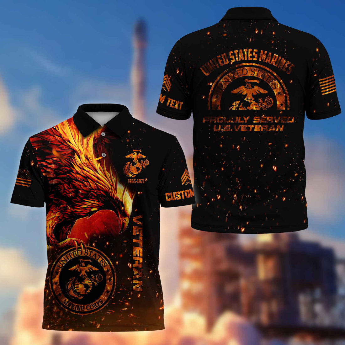 Premium Custom USMC Polo Shirt VPVC215903, Gifts For Marine Veteran, Best Gifts On Father's Day, Armed Forces Day, Independence Day, Veterans Day.