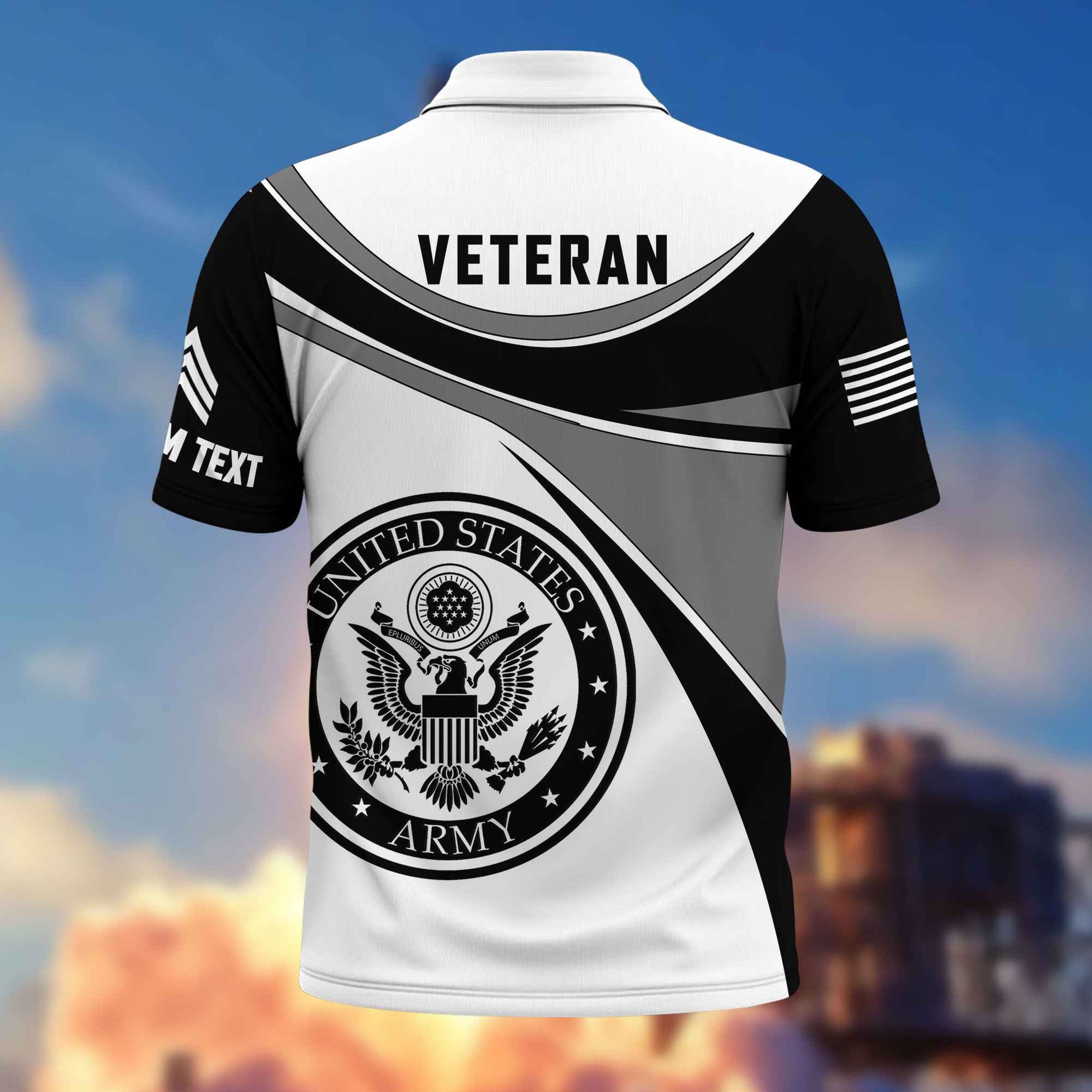 Unique Custom Name, Rank US Army Polo Shirt VPVC216001, Gifts For Army Veteran, Best Gifts On Father's Day, Independence Day, Veterans Day.