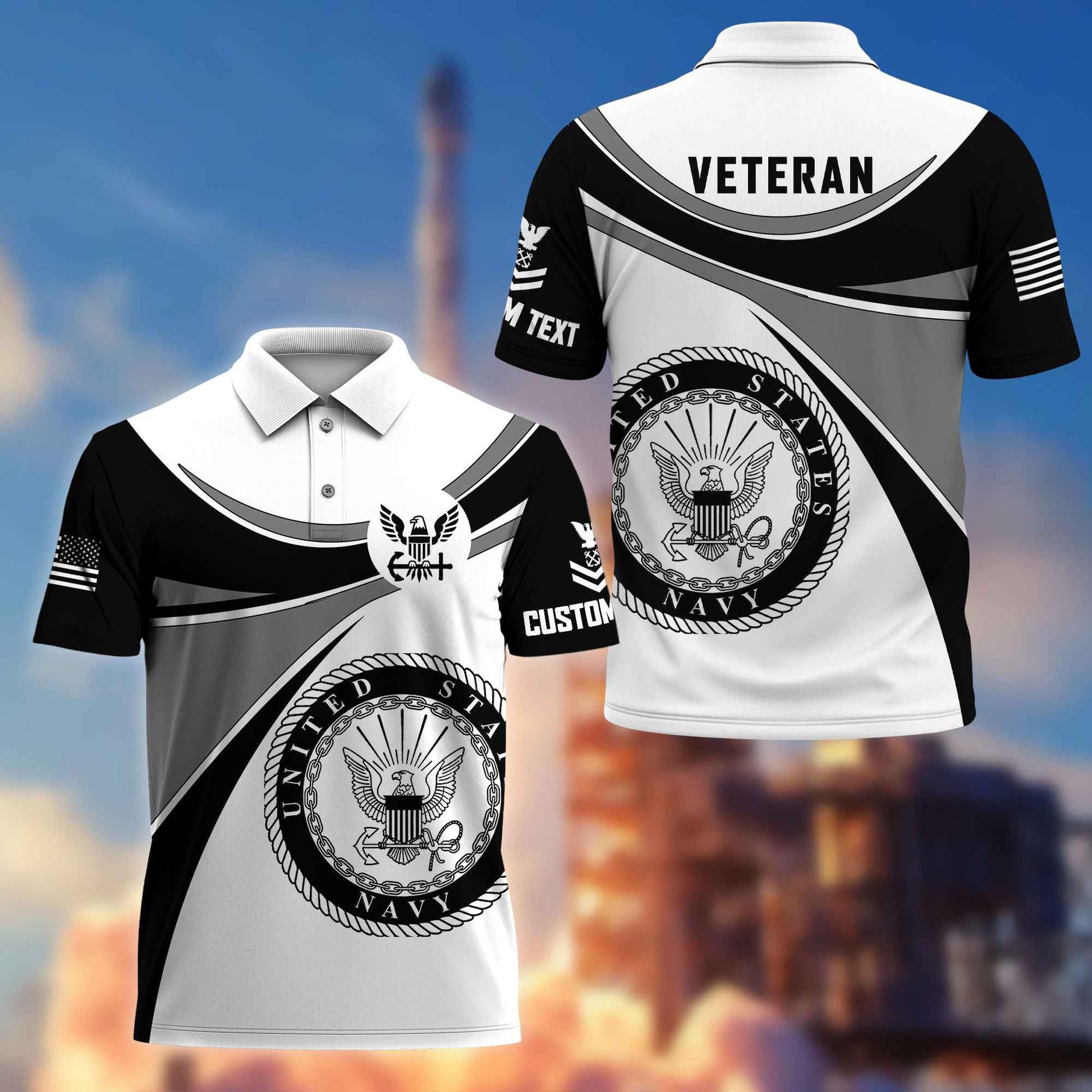 Unique Custom Name, Rank US Navy Polo Shirt VPVC216002, Gifts For Navy Veteran, Best Gifts On Father's Day, Independence Day, Veterans Day.