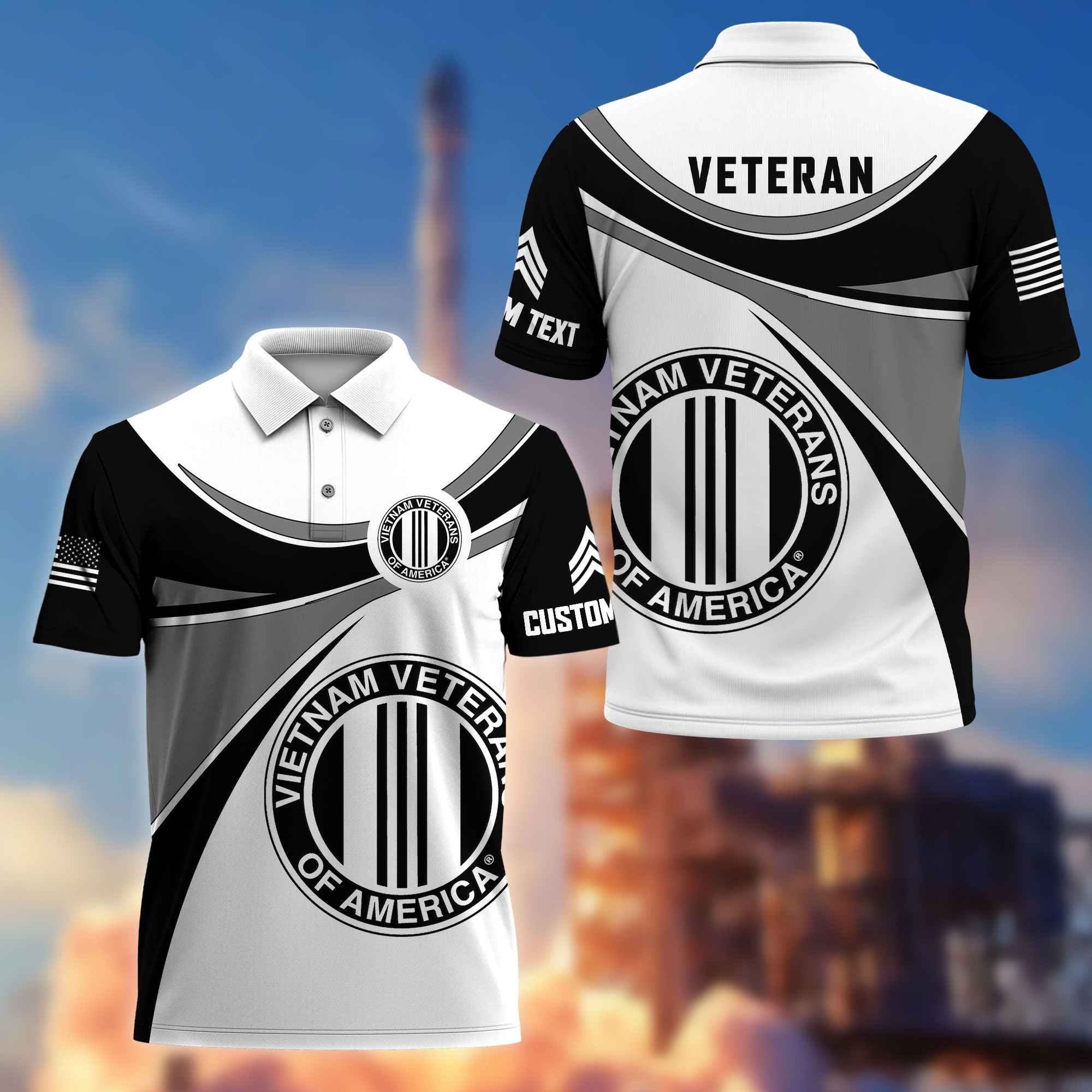 Unique Custom Name, Rank, Vietnam Veteran Polo Shirt VPVC216006, Gifts For Vietnam Veteran, Best Gifts On Father's Day, Independence Day, Veterans Day.