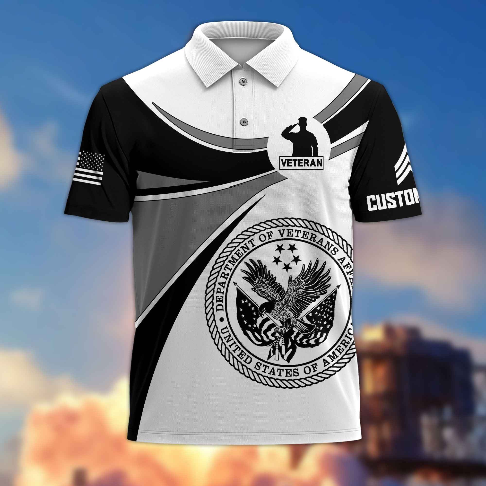 Unique Custom Name, Rank, US Veteran Polo Shirt VPVC216007, Gifts For US Veteran, Best Gifts On Father's Day, Independence Day, Veterans Day.