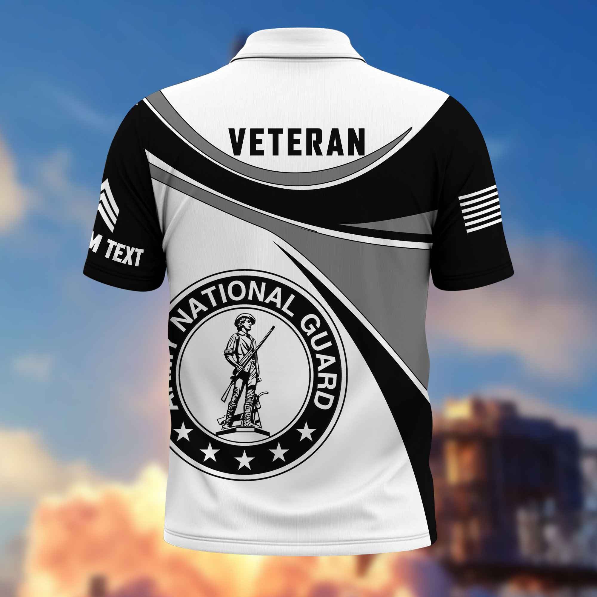 Unique Custom Name, Rank, US Army National Guard Polo Shirt VPVC216008, Gifts For Army National Guard Veteran, Best Gifts On Father's Day, Independence Day, Veterans Day.
