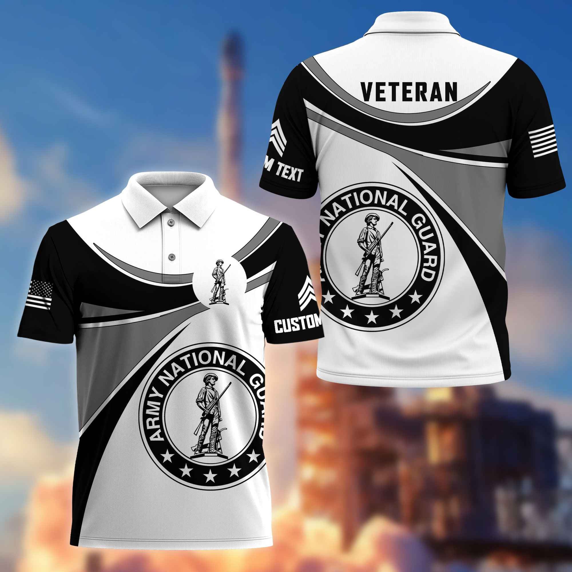 Unique Custom Name, Rank, US Army National Guard Polo Shirt VPVC216008, Gifts For Army National Guard Veteran, Best Gifts On Father's Day, Independence Day, Veterans Day.