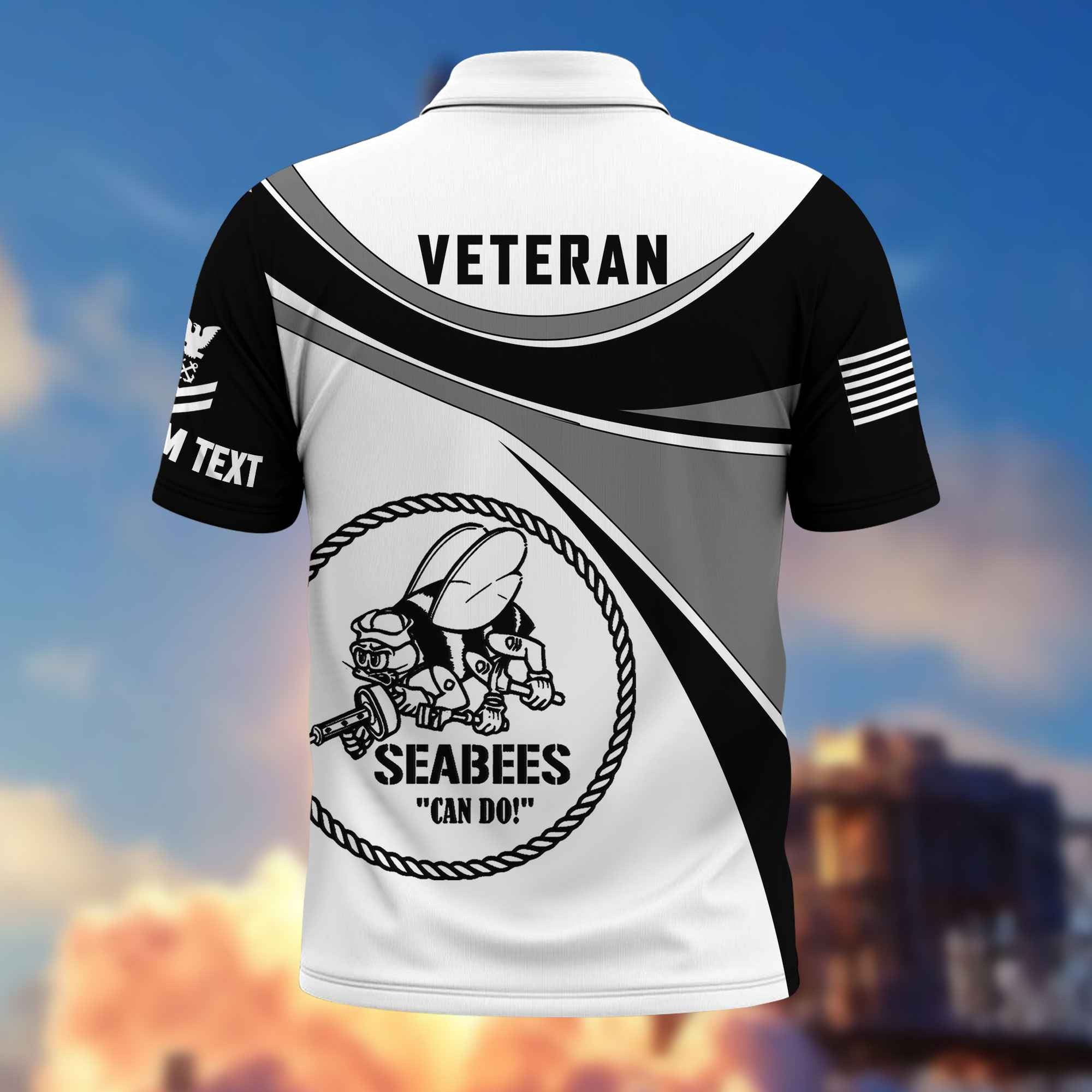 Unique Custom Name, Rank, US Seabees Polo Shirt VPVC216009, Gifts For Seabees Veteran, Best Gifts On Father's Day, Independence Day, Veterans Day.