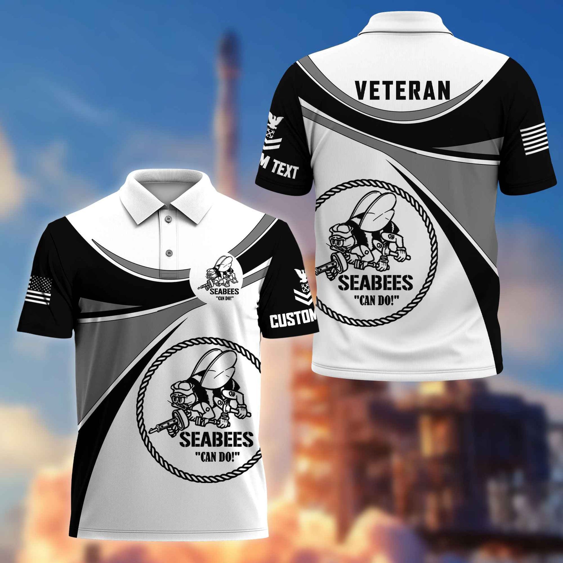 Unique Custom Name, Rank, US Seabees Polo Shirt VPVC216009, Gifts For Seabees Veteran, Best Gifts On Father's Day, Independence Day, Veterans Day.
