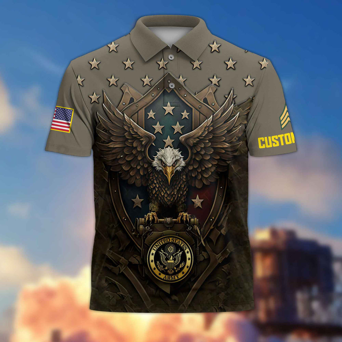 US Army Custom Polo Shirt VPVC216110, Gifts For Army Veteran, Best Gifts On Father's Day, Armed Forces Day, Independence Day, Veterans Day.