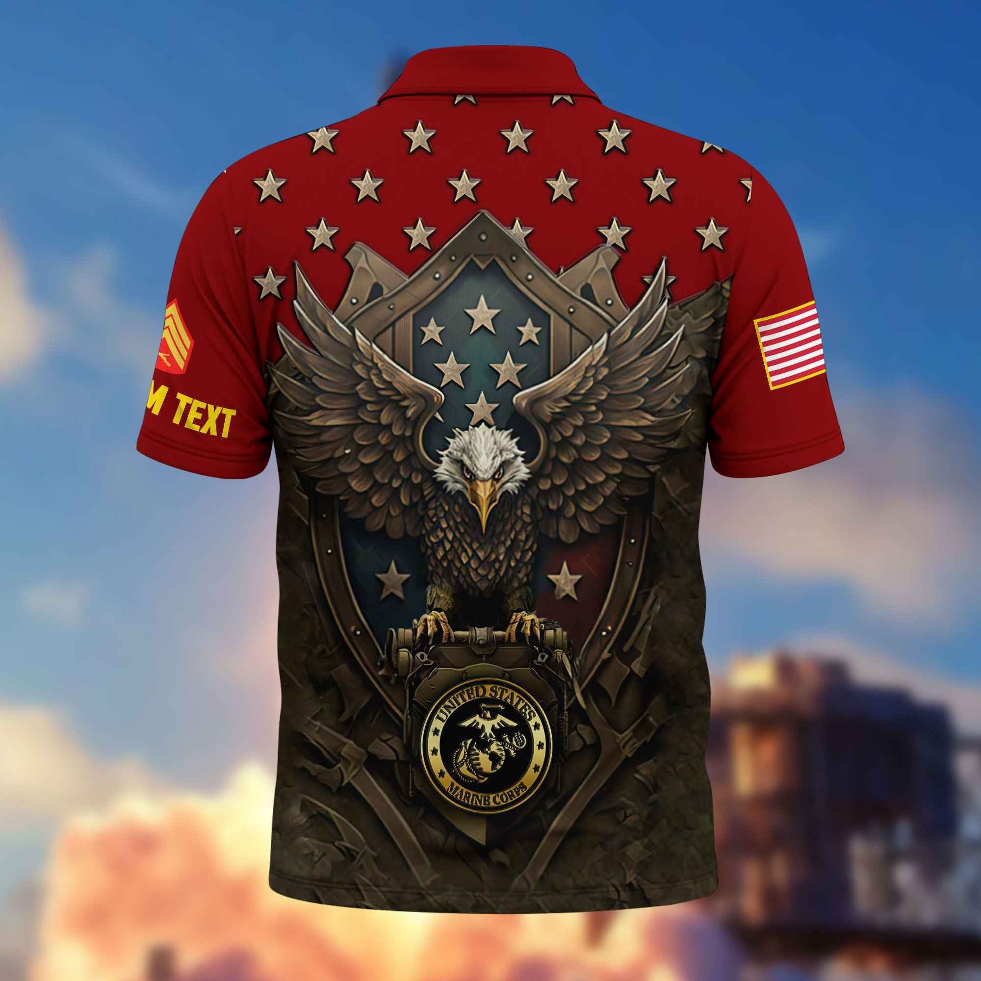 USMC Custom Polo Shirt VPVC216103, Gifts For Marine Veteran, Best Gifts On Father's Day, Armed Forces Day, Independence Day, Veterans Day.