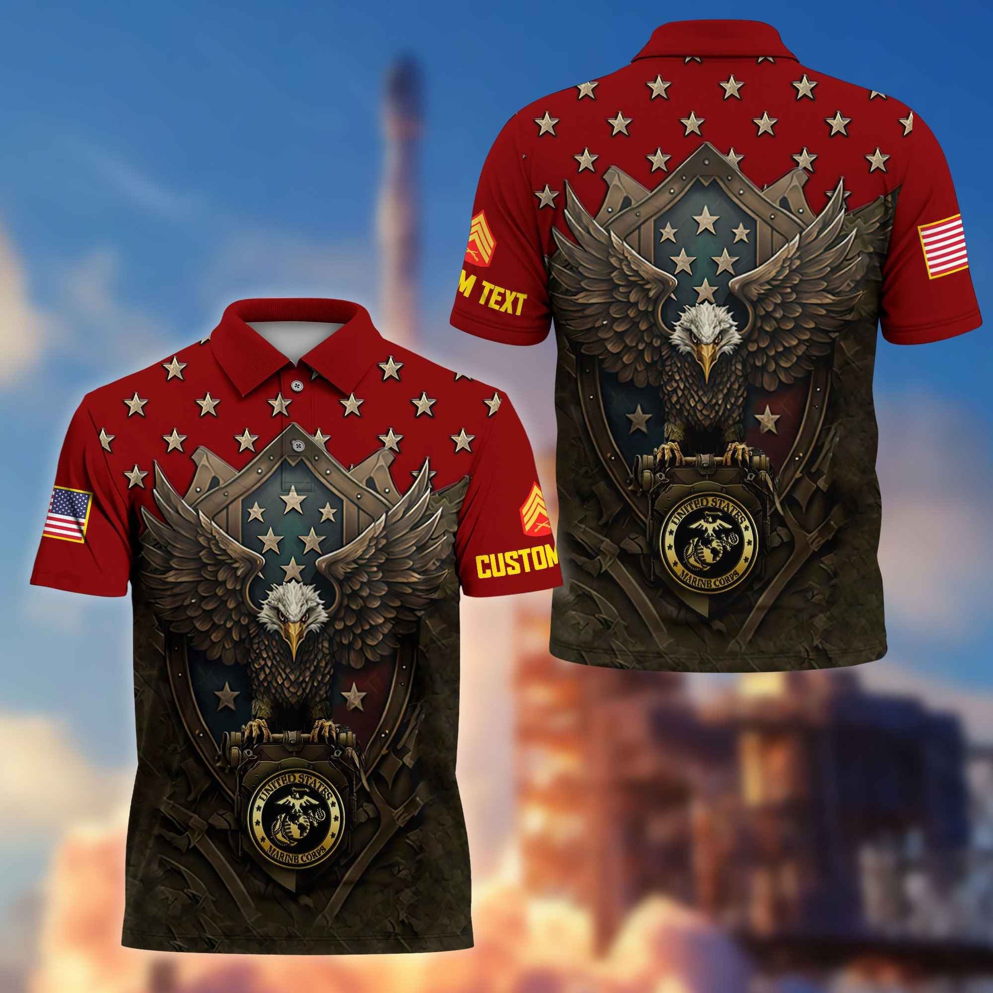 USMC Custom Polo Shirt VPVC216103, Gifts For Marine Veteran, Best Gifts On Father's Day, Armed Forces Day, Independence Day, Veterans Day.