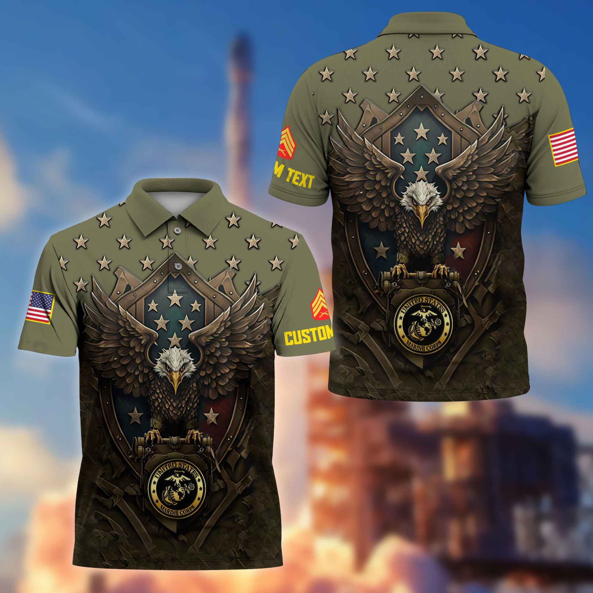USMC Custom Polo Shirt VPVC216111, Gifts For Marine Veteran, Best Gifts On Father's Day, Armed Forces Day, Independence Day, Veterans Day.