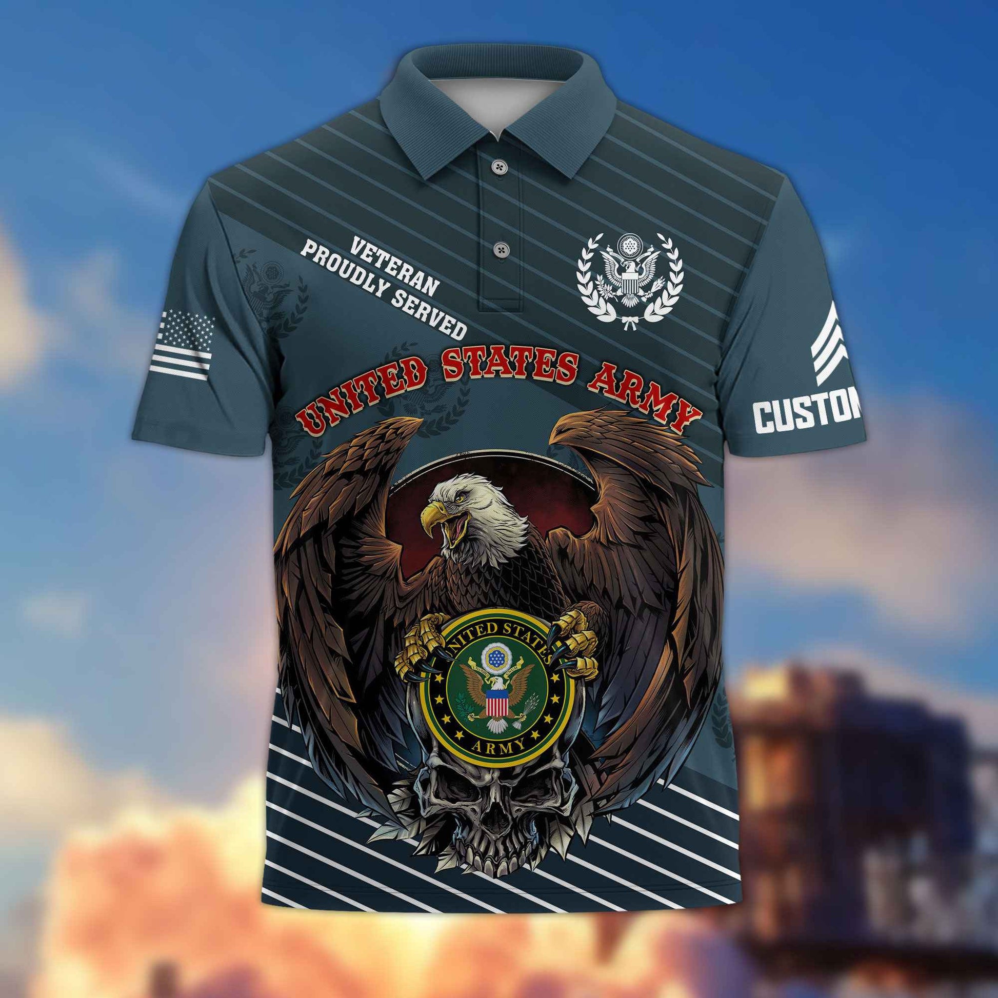 Premium US Army Polo Shirt VPVC216201, Custom Name, Rank, Gifts For Army Veteran, Best Gifts On Father's Day, Armed Forces Day, Independence Day, Veterans Day.