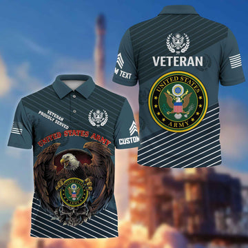 Premium US Army Polo Shirt VPVC216201, Custom Name, Rank, Gifts For Army Veteran, Best Gifts On Father's Day, Armed Forces Day, Independence Day, Veterans Day.