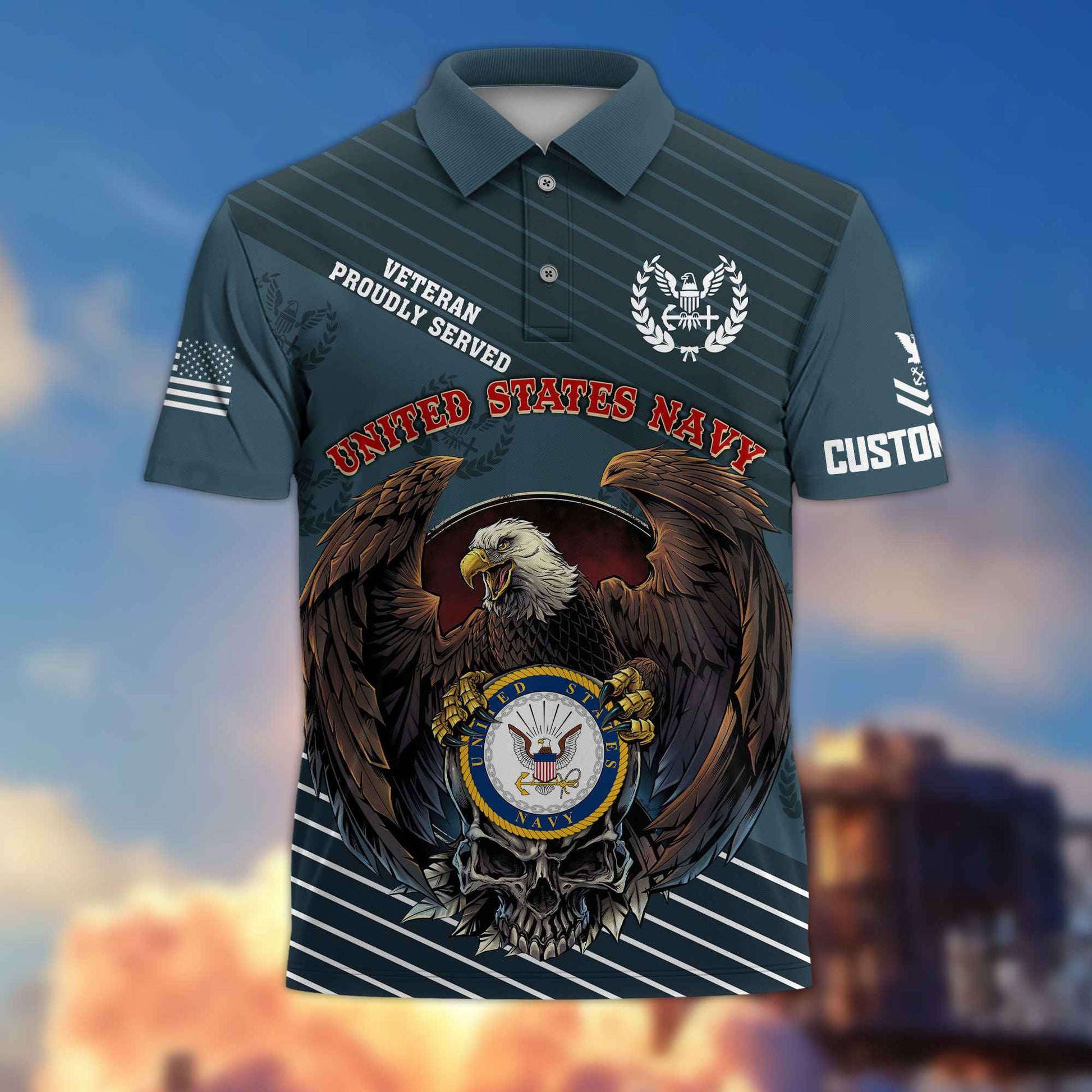 Premium US Navy Polo Shirt VPVC216202, Custom Name, Rank, Gifts For Navy Veteran, Best Gifts On Father's Day, Armed Forces Day, Independence Day, Veterans Day.