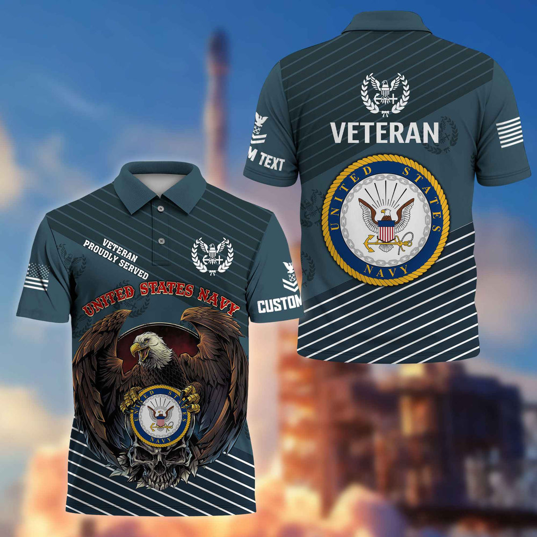 Premium US Navy Polo Shirt VPVC216202, Custom Name, Rank, Gifts For Navy Veteran, Best Gifts On Father's Day, Armed Forces Day, Independence Day, Veterans Day.