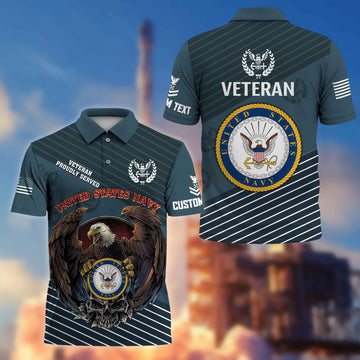 Premium US Navy Polo Shirt VPVC216202, Custom Name, Rank, Gifts For Navy Veteran, Best Gifts On Father's Day, Armed Forces Day, Independence Day, Veterans Day.