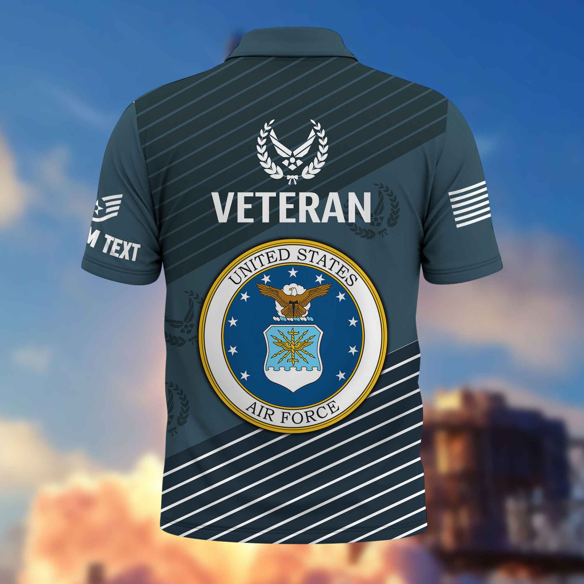 Premium USAF Polo Shirt VPVC216204, Custom Name, Rank, Gifts For Air Force Veteran, Best Gifts On Father's Day, Armed Forces Day, Independence Day, Veterans Day.