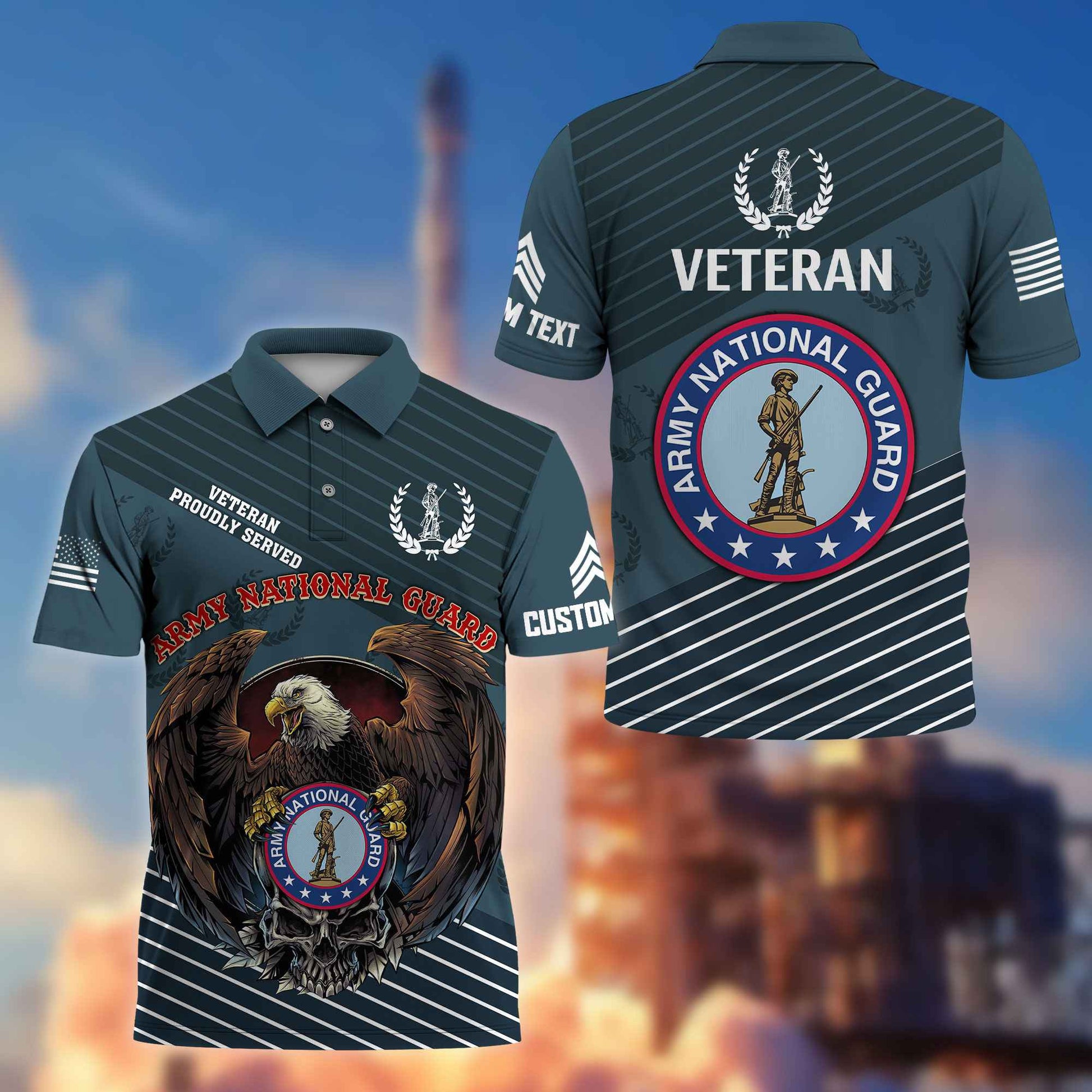 Premium US Army National Guard Polo Shirt VPVC216208, Custom Name, Rank, Gifts For Army National Guard Veteran, Best Gifts On Father's Day, Armed Forces Day, Independence Day, Veterans Day.