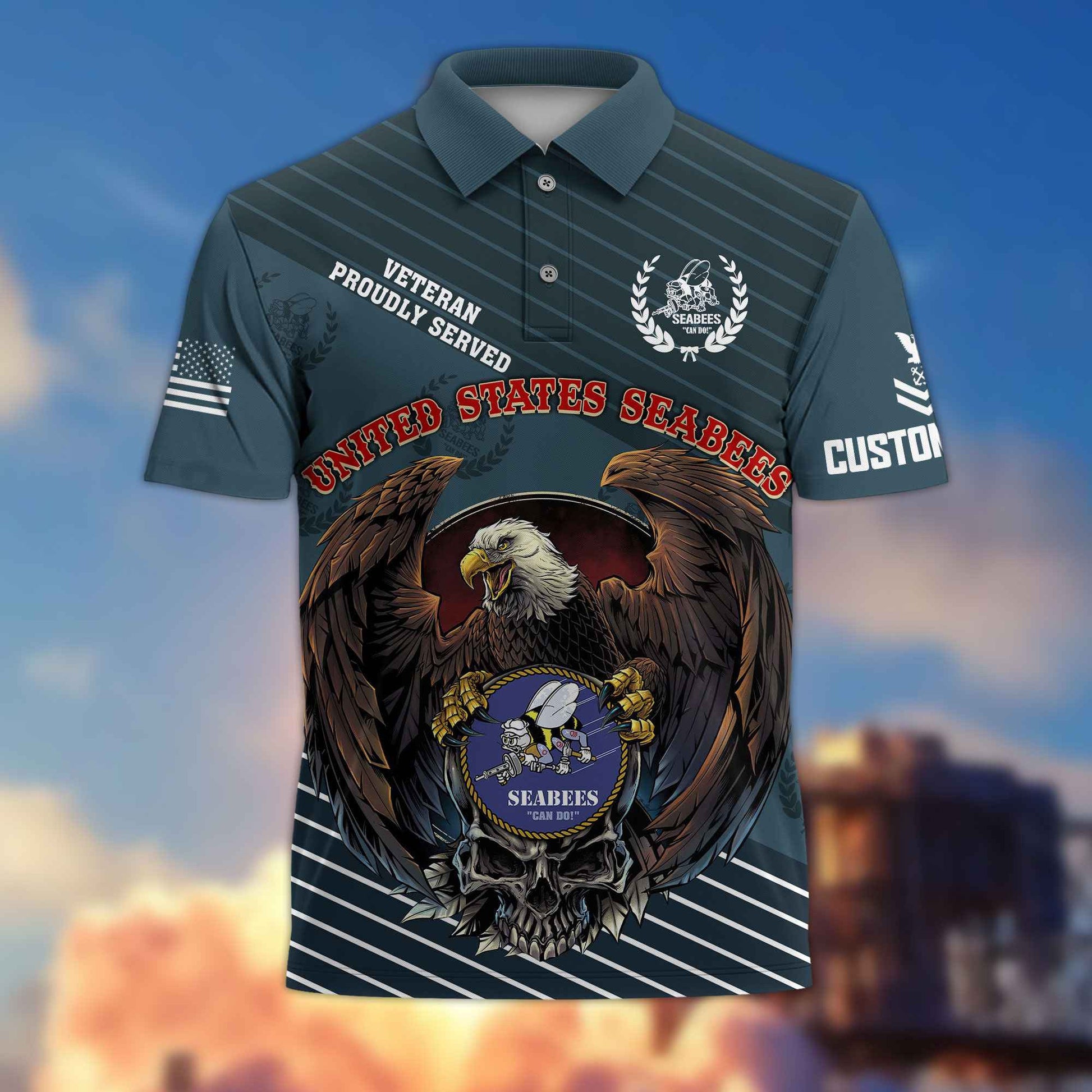 Premium US Seabees Polo Shirt VPVC216209, Custom Name, Rank, Gifts For Seabees Veteran, Best Gifts On Father's Day, Armed Forces Day, Independence Day, Veterans Day.
