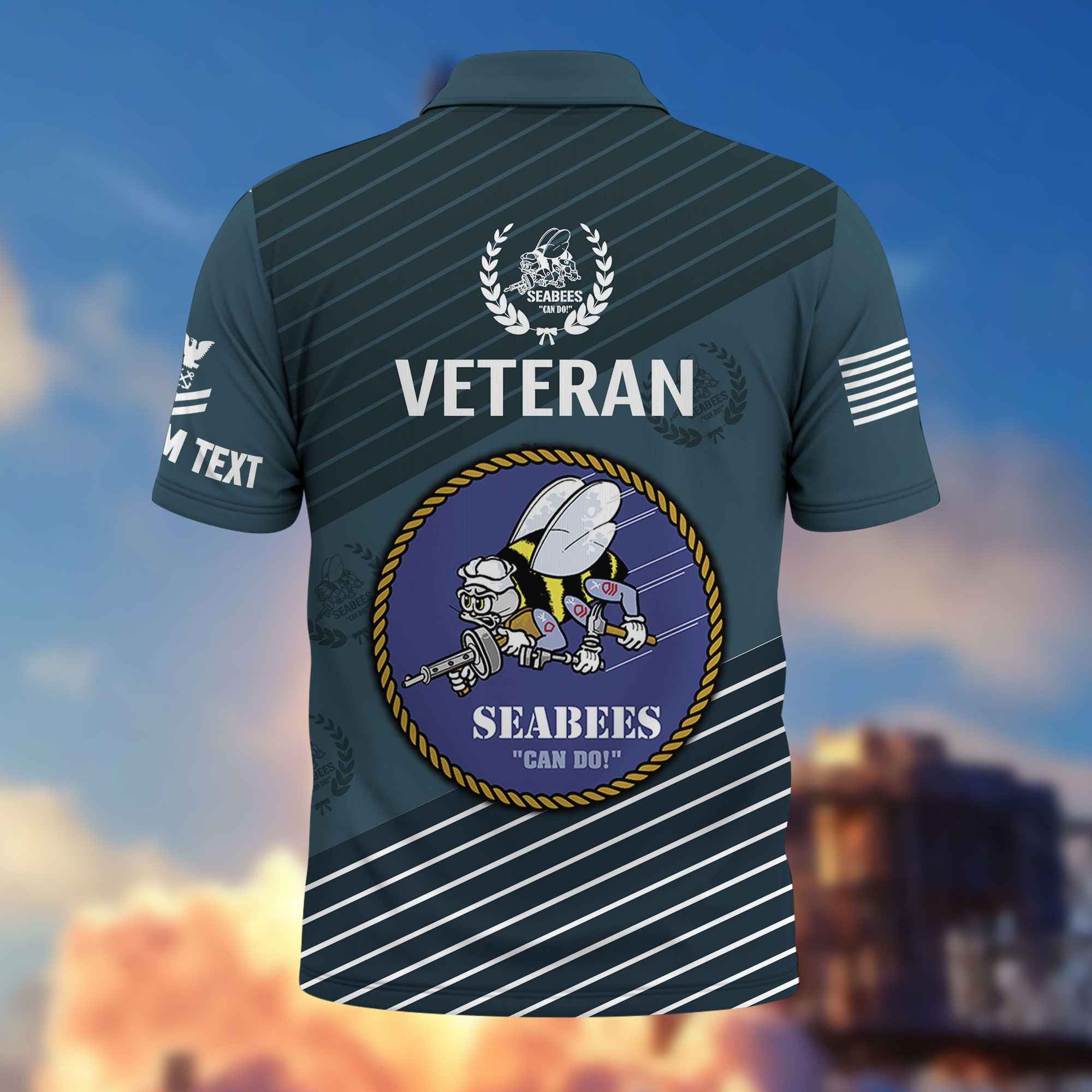 Premium US Seabees Polo Shirt VPVC216209, Custom Name, Rank, Gifts For Seabees Veteran, Best Gifts On Father's Day, Armed Forces Day, Independence Day, Veterans Day.