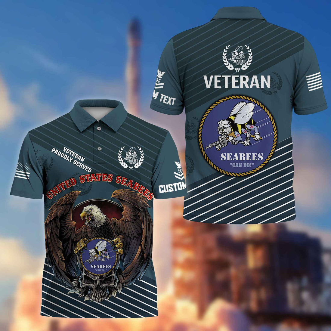 Premium US Seabees Polo Shirt VPVC216209, Custom Name, Rank, Gifts For Seabees Veteran, Best Gifts On Father's Day, Armed Forces Day, Independence Day, Veterans Day.