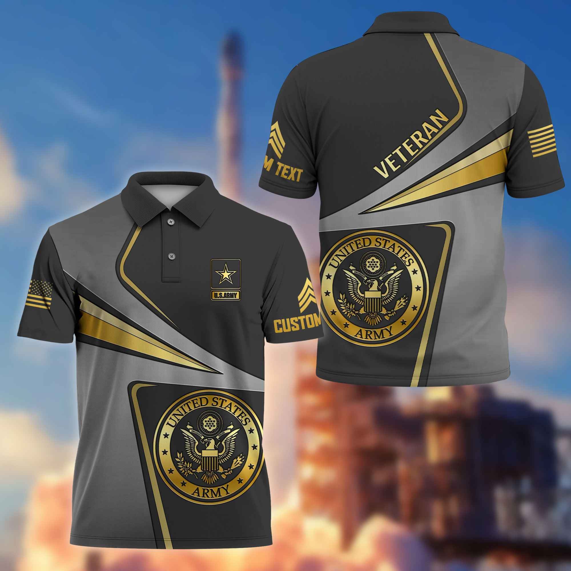 Premium Custom US Army Polo Shirt VPVC216301, Gifts For Army Veteran, Best Gifts On Father's Day, Armed Forces Day, Independence Day, Veterans Day.