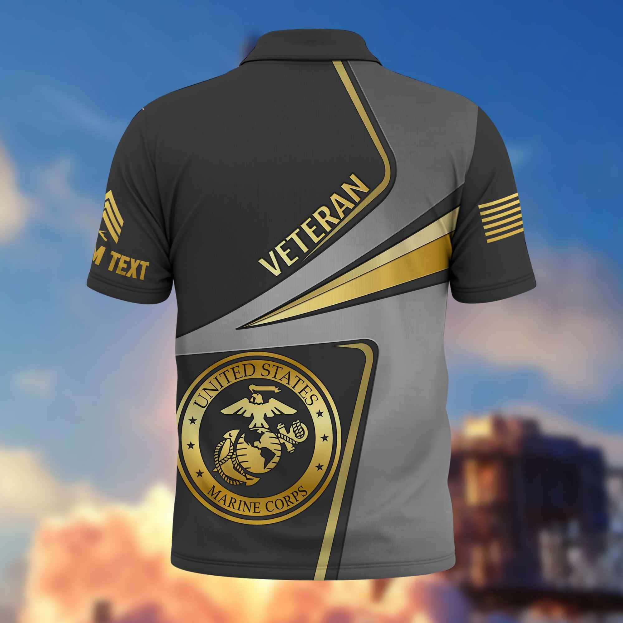 Premium Custom USMC Polo Shirt VPVC216303, Gifts For Marine Veteran, Best Gifts On Father's Day, Armed Forces Day, Independence Day, Veterans Day.
