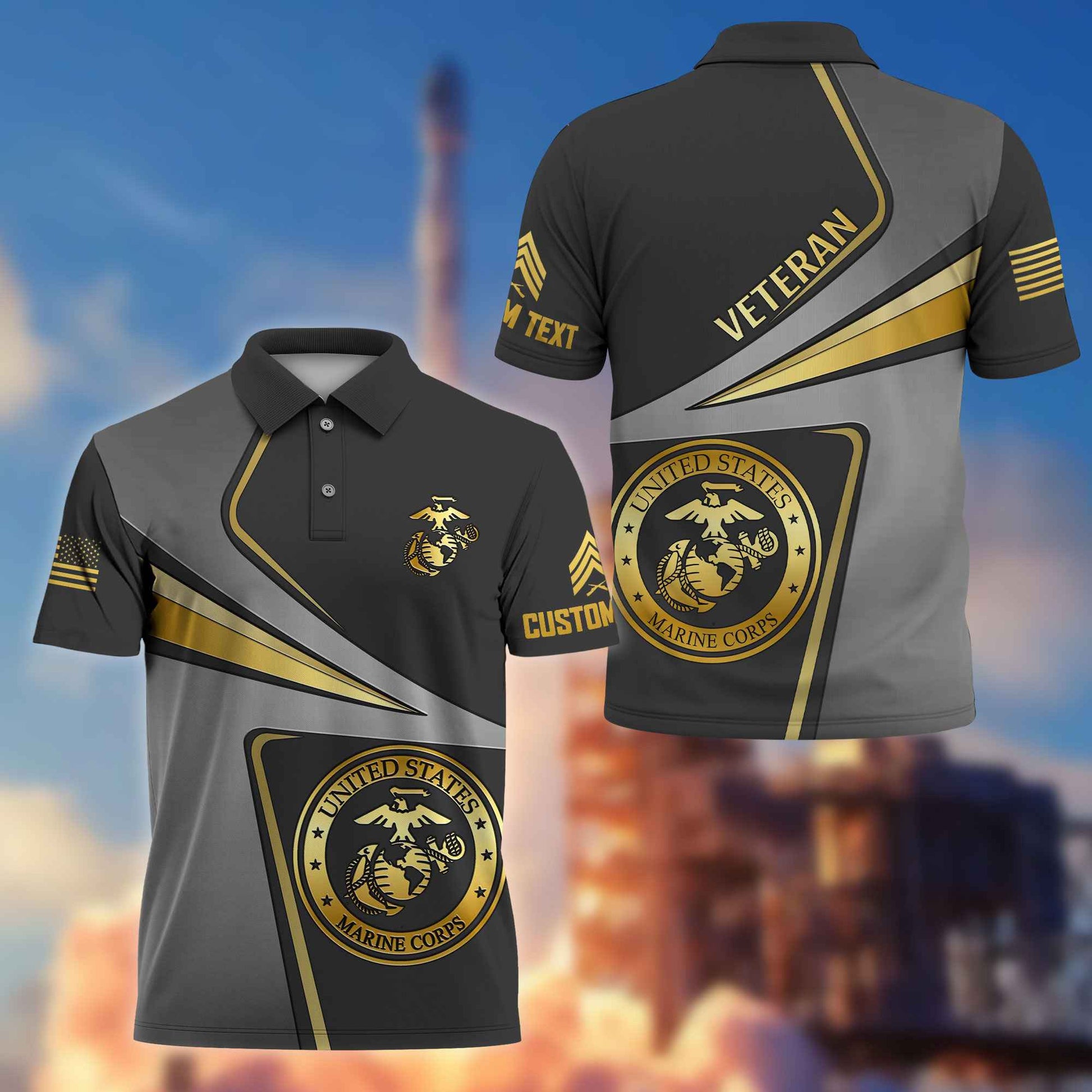 Premium Custom USMC Polo Shirt VPVC216303, Gifts For Marine Veteran, Best Gifts On Father's Day, Armed Forces Day, Independence Day, Veterans Day.