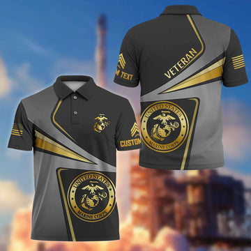 Premium Custom USMC Polo Shirt VPVC216303, Gifts For Marine Veteran, Best Gifts On Father's Day, Armed Forces Day, Independence Day, Veterans Day.