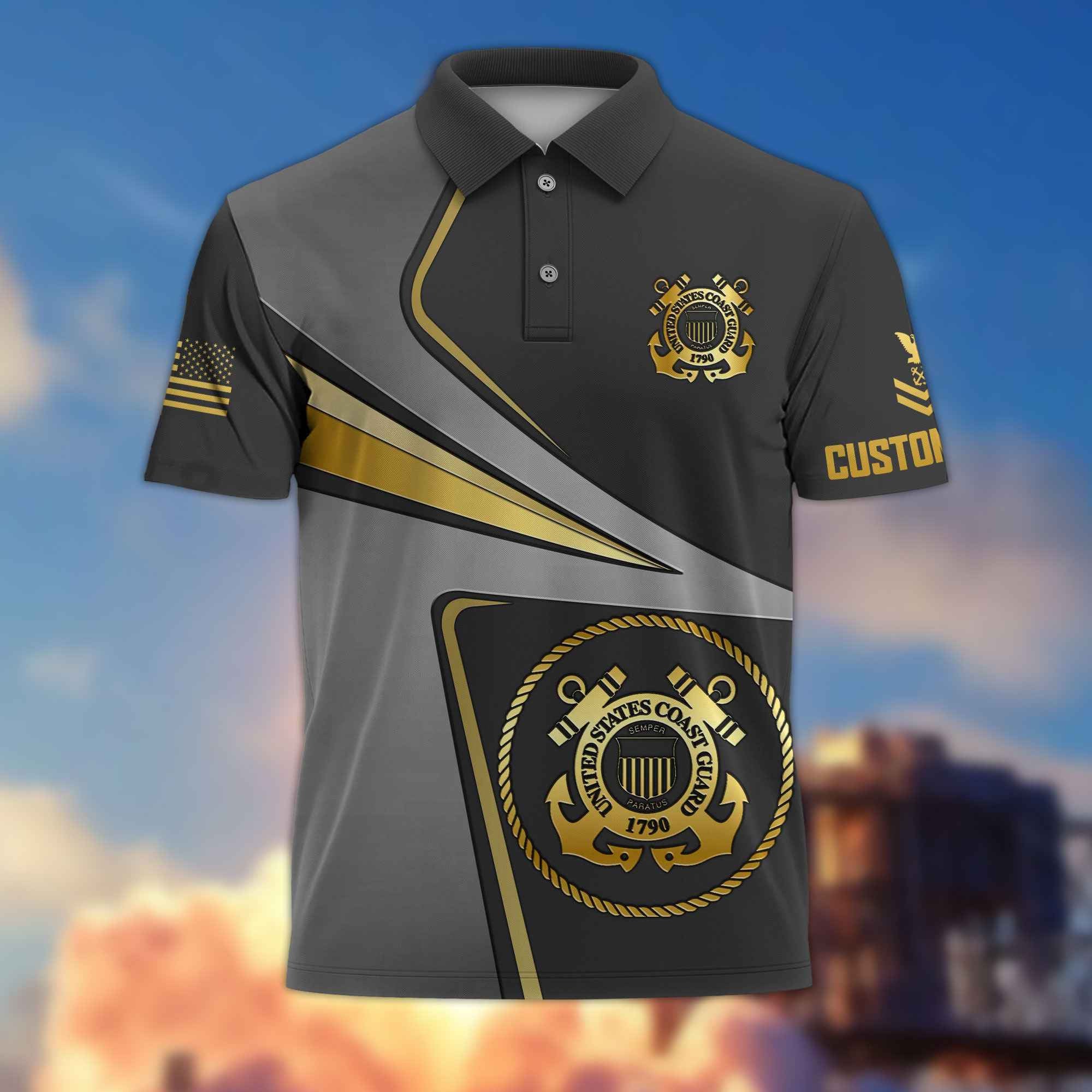 Premium Custom USCG Polo Shirt VPVC216305, Gifts For Coast Guard Veteran, Best Gifts On Father's Day, Armed Forces Day, Independence Day, Veterans Day.