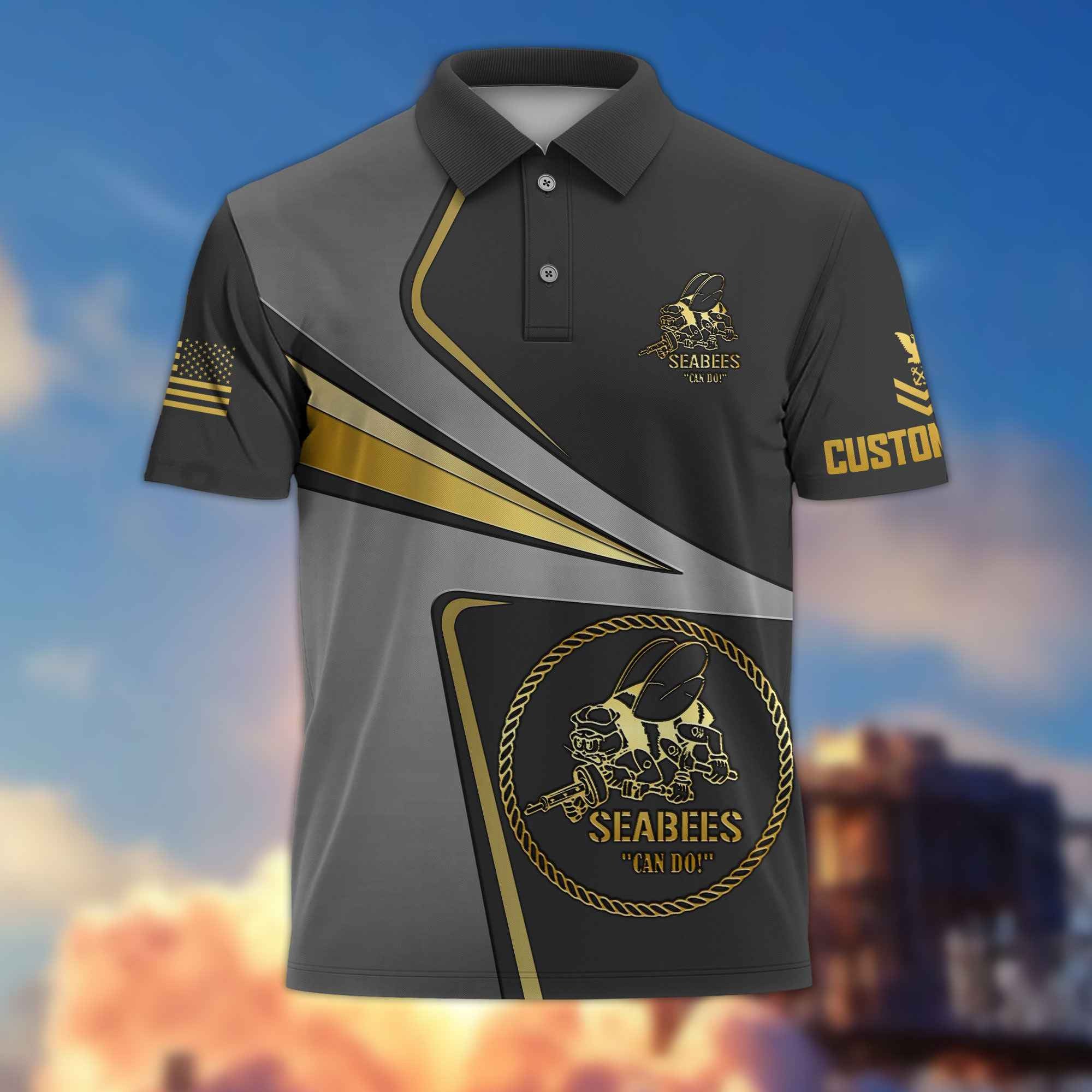 Premium Custom US Seabees Polo Shirt VPVC216309, Gifts For Seabees Veteran, Best Gifts On Father's Day, Armed Forces Day, Independence Day, Veterans Day.