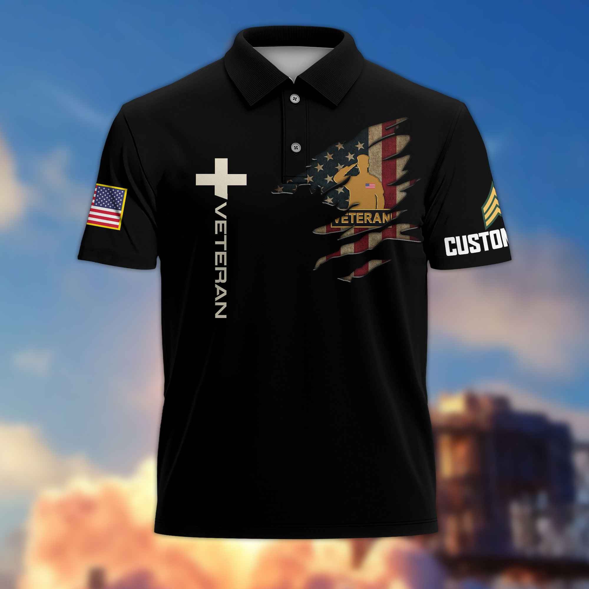 US Veteran Custom Polo Shirt VPVC216507, Gifts For US Veteran, Best Gifts On Father's Day, Armed Forces Day, Independence Day, Veterans Day.
