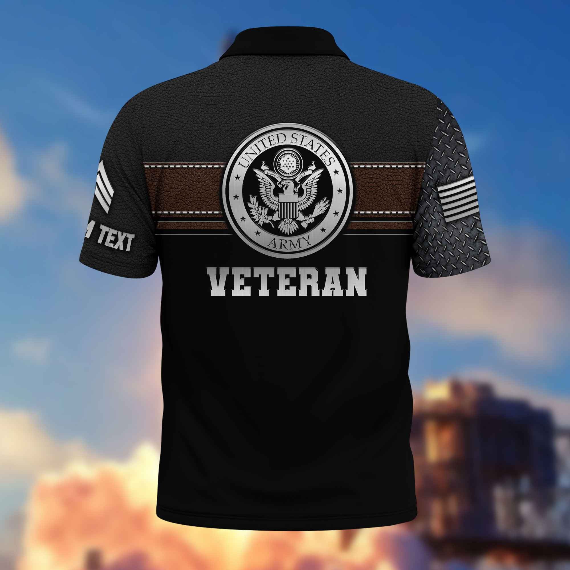 Premium US Army Polo Shirt VPVC216601, Custom Name, Rank, Gifts For Army Veteran, Best Gifts On Father's Day, Armed Forces Day, Independence Day, Veterans Day.