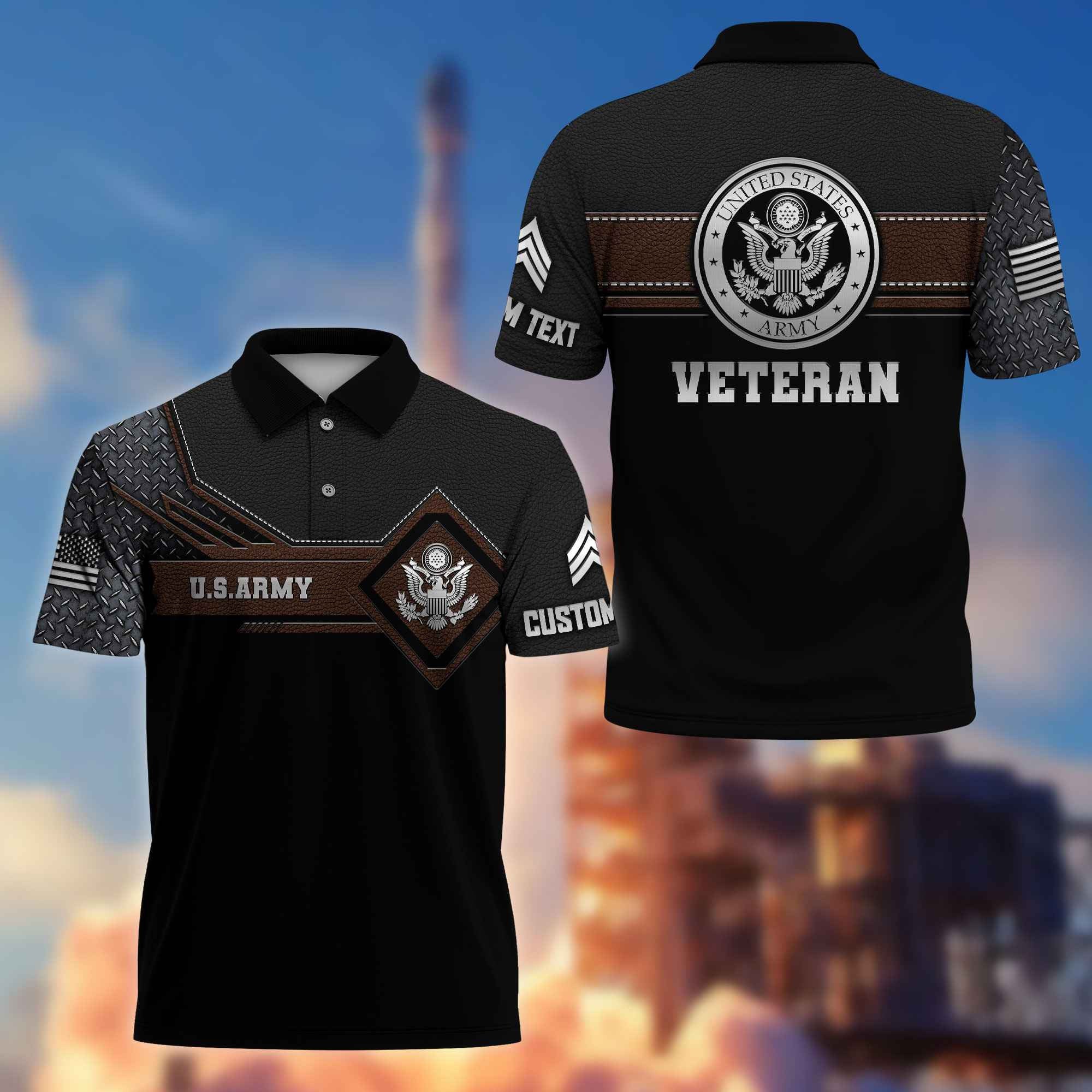 Premium US Army Polo Shirt VPVC216601, Custom Name, Rank, Gifts For Army Veteran, Best Gifts On Father's Day, Armed Forces Day, Independence Day, Veterans Day.