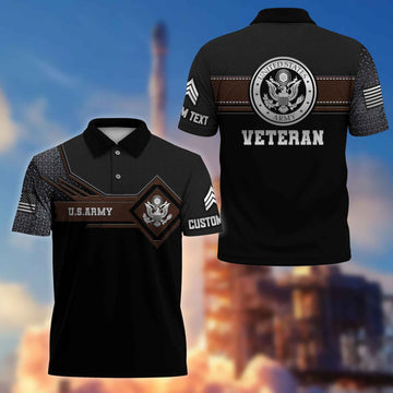 Premium US Army Polo Shirt VPVC216601, Custom Name, Rank, Gifts For Army Veteran, Best Gifts On Father's Day, Armed Forces Day, Independence Day, Veterans Day.