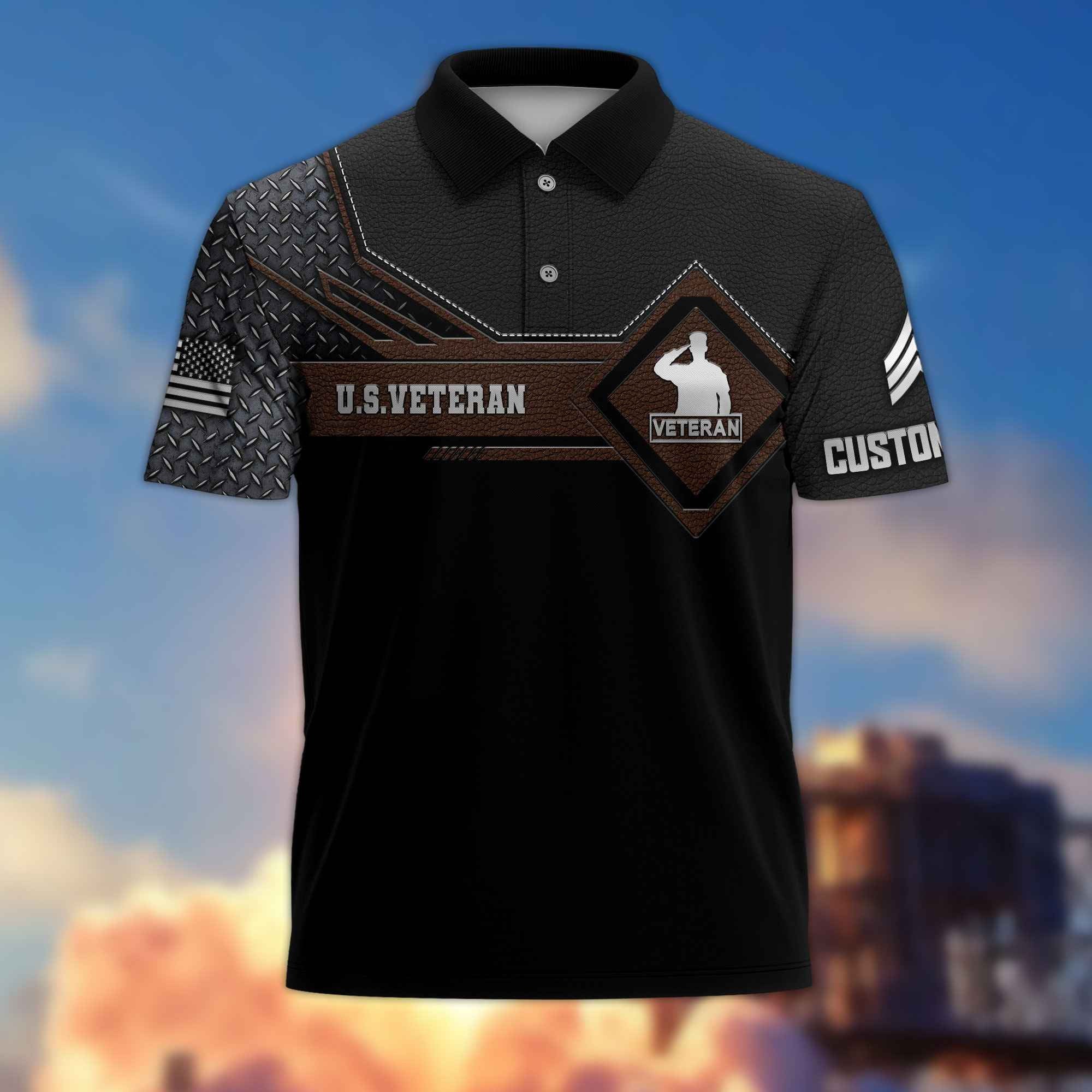 Premium US Veteran Polo Shirt VPVC216607, Custom Name, Rank, Gifts For US Veteran, Best Gifts On Father's Day, Armed Forces Day, Independence Day, Veterans Day.