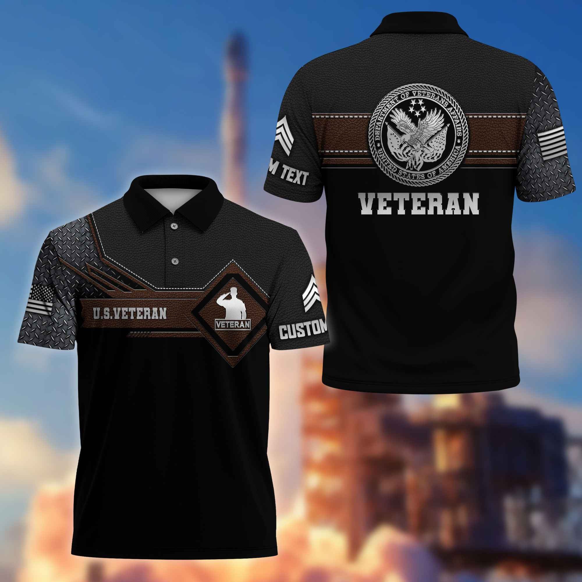 Premium US Veteran Polo Shirt VPVC216607, Custom Name, Rank, Gifts For US Veteran, Best Gifts On Father's Day, Armed Forces Day, Independence Day, Veterans Day.