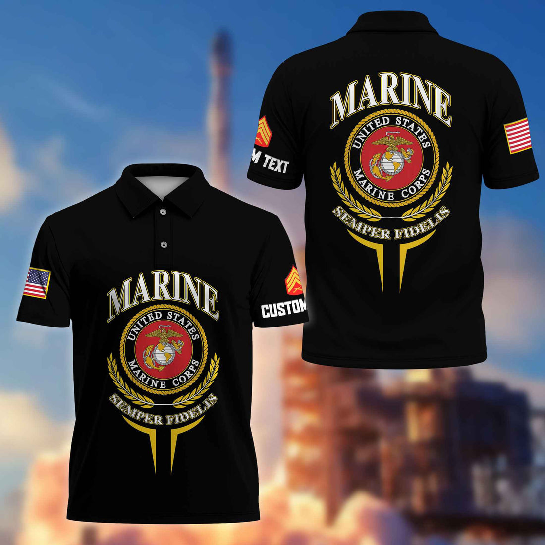 Premium Custom USMC Polo Shirt VPVC216703, Gifts For Marine Veteran, Best Gifts On Father's Day, Armed Forces Day, Independence Day, Veterans Day.