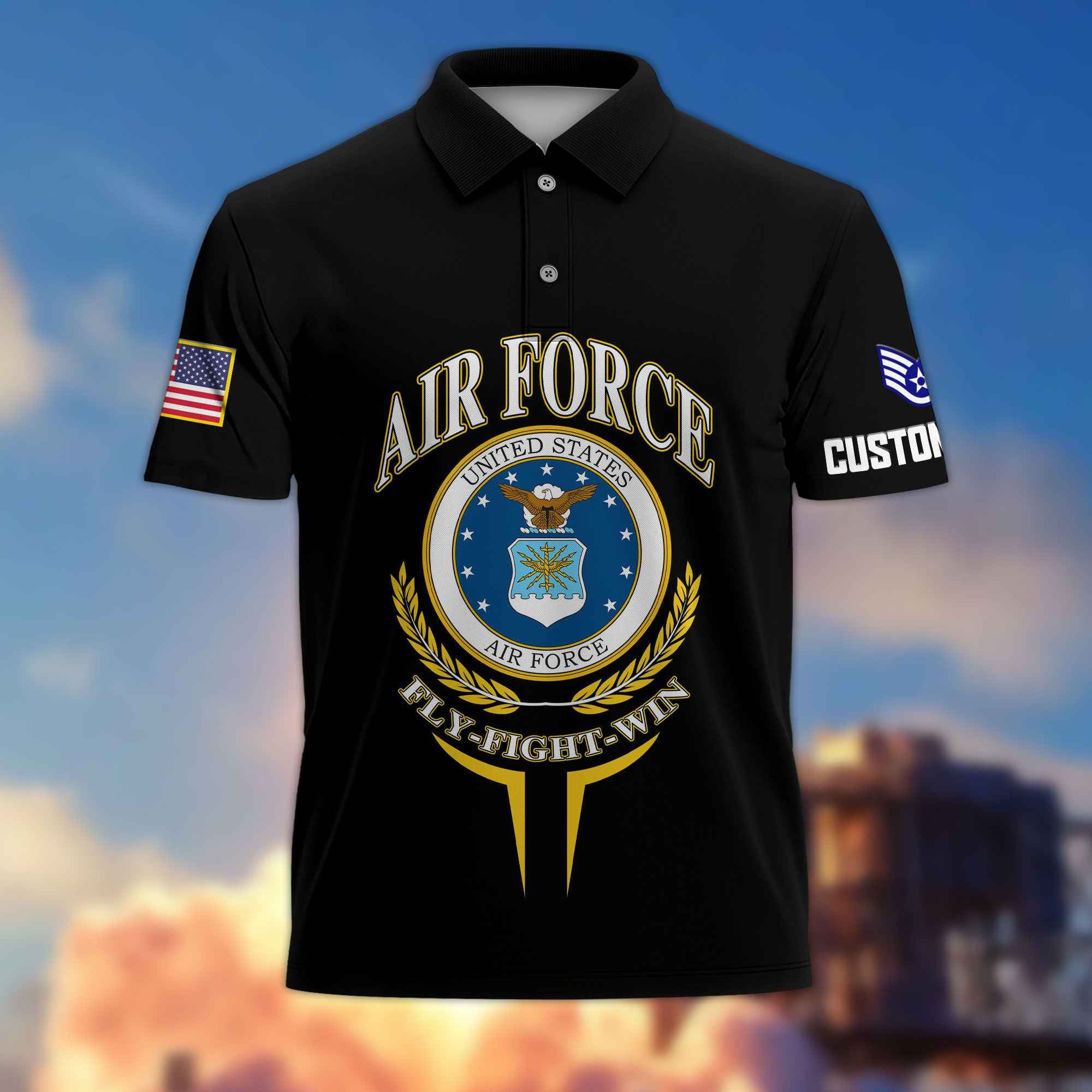 Premium Custom USAF Polo Shirt VPVC216704, Gifts For Air Force Veteran, Best Gifts On Father's Day, Armed Forces Day, Independence Day, Veterans Day.