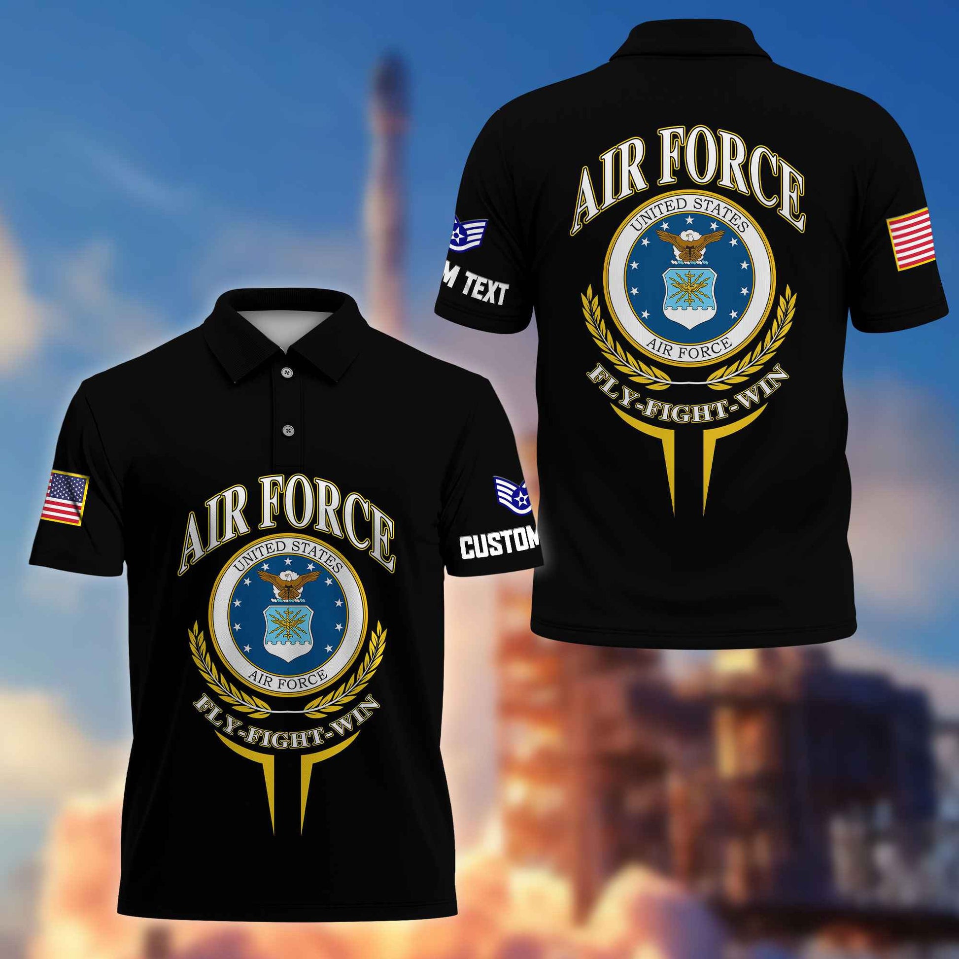 Premium Custom USAF Polo Shirt VPVC216704, Gifts For Air Force Veteran, Best Gifts On Father's Day, Armed Forces Day, Independence Day, Veterans Day.