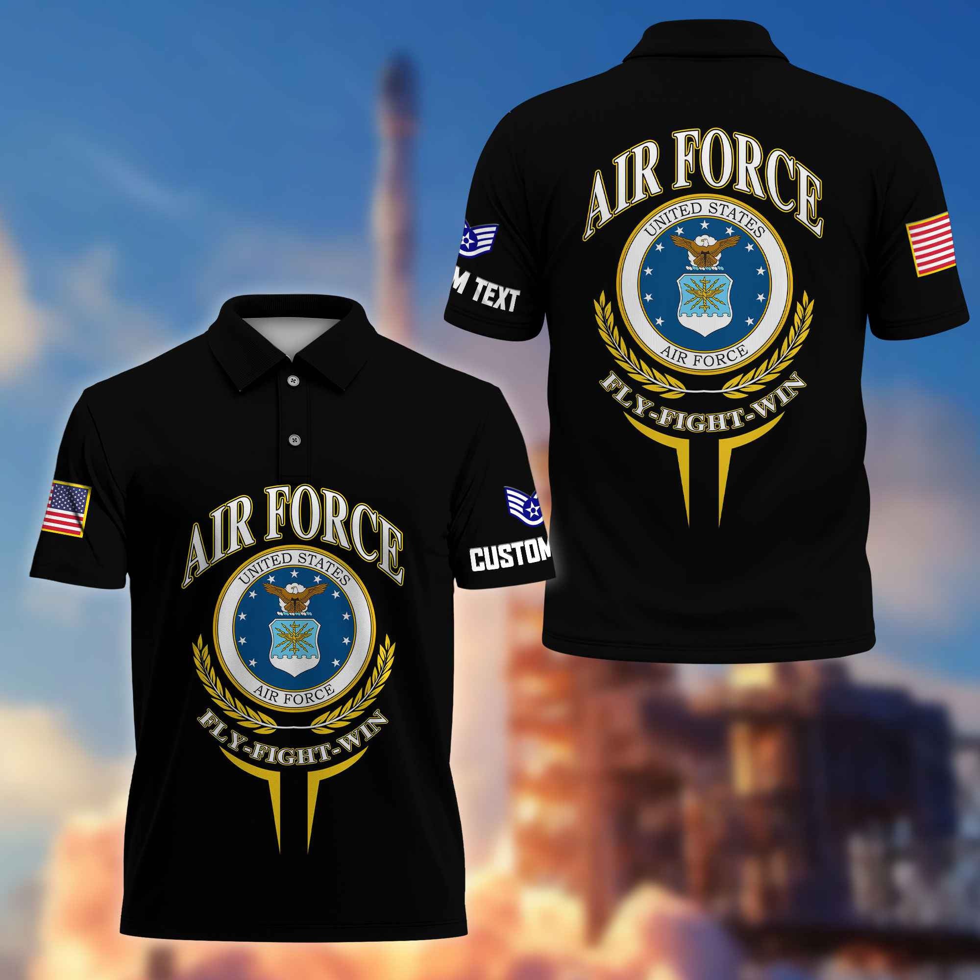 Premium Custom USAF Polo Shirt VPVC216704, Gifts For Air Force Veteran, Best Gifts On Father's Day, Armed Forces Day, Independence Day, Veterans Day.