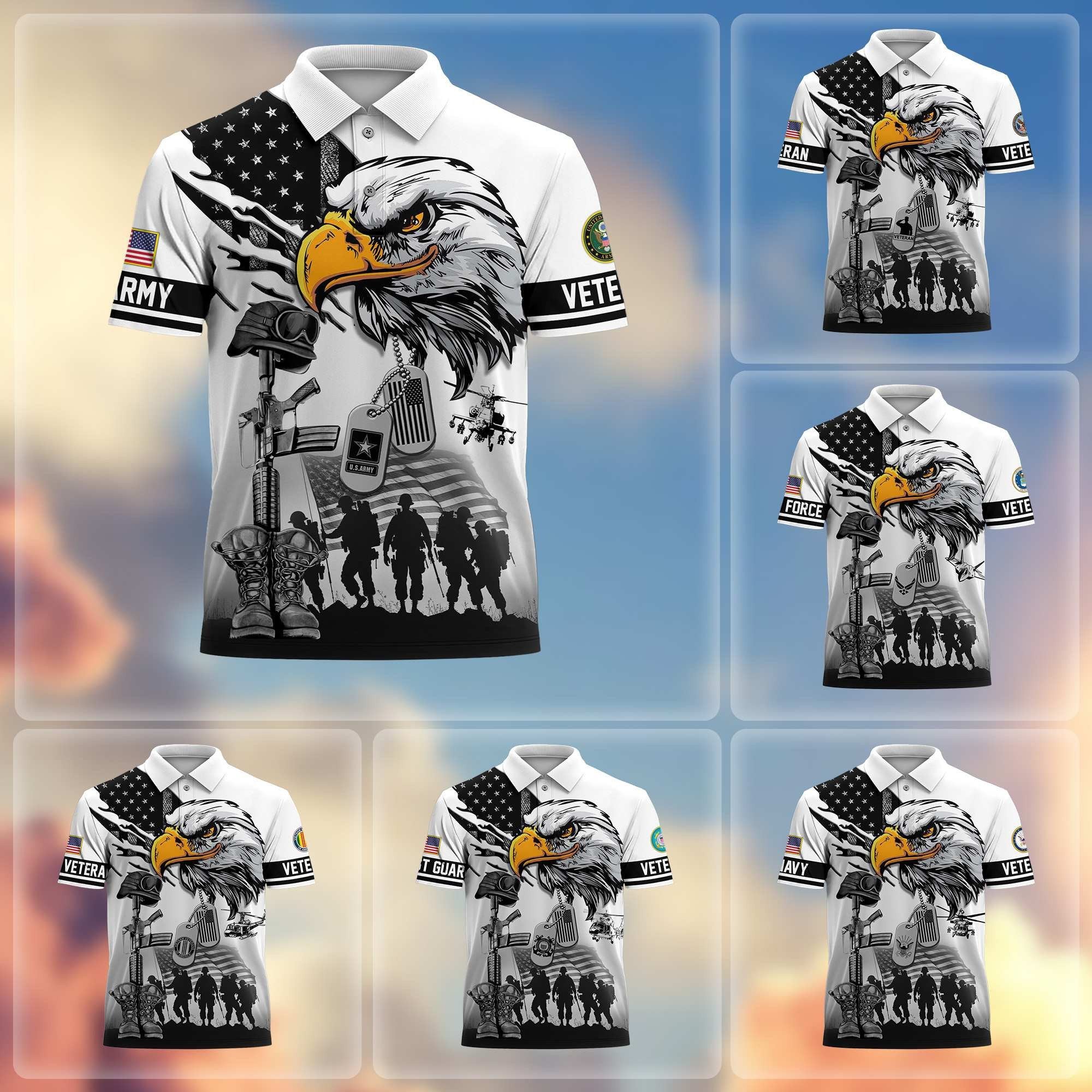 Premium US Veterans Polo Shirt BPHN090411, Gifts For US Veterans, Gifts On Memorial Day, Father's Day, Armed Forces Day, Veterans Day.