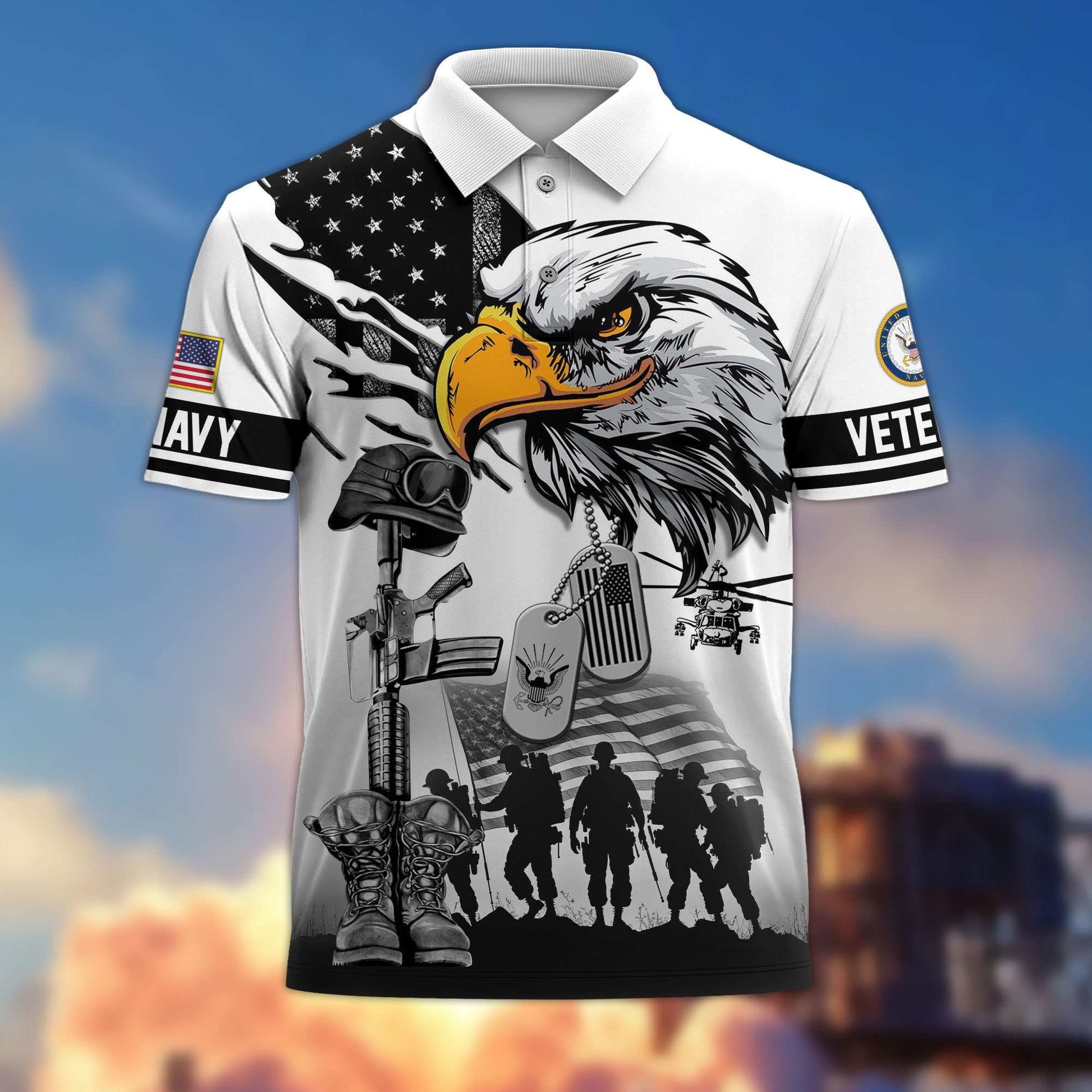 Premium US Veterans Polo Shirt BPHN090411, Gifts For US Veterans, Gifts On Memorial Day, Father's Day, Armed Forces Day, Veterans Day.