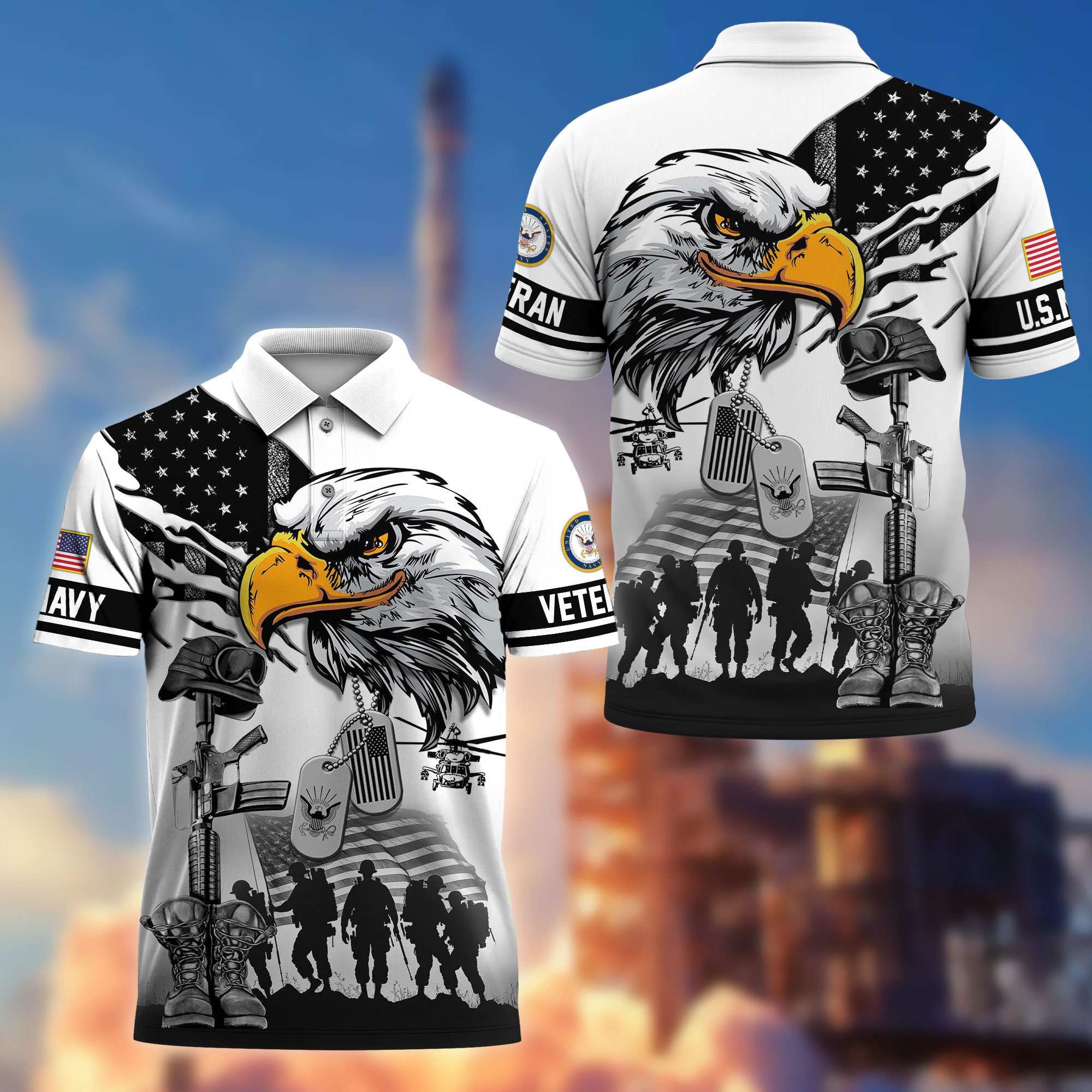 Premium US Veterans Polo Shirt BPHN090411, Gifts For US Veterans, Gifts On Memorial Day, Father's Day, Armed Forces Day, Veterans Day.